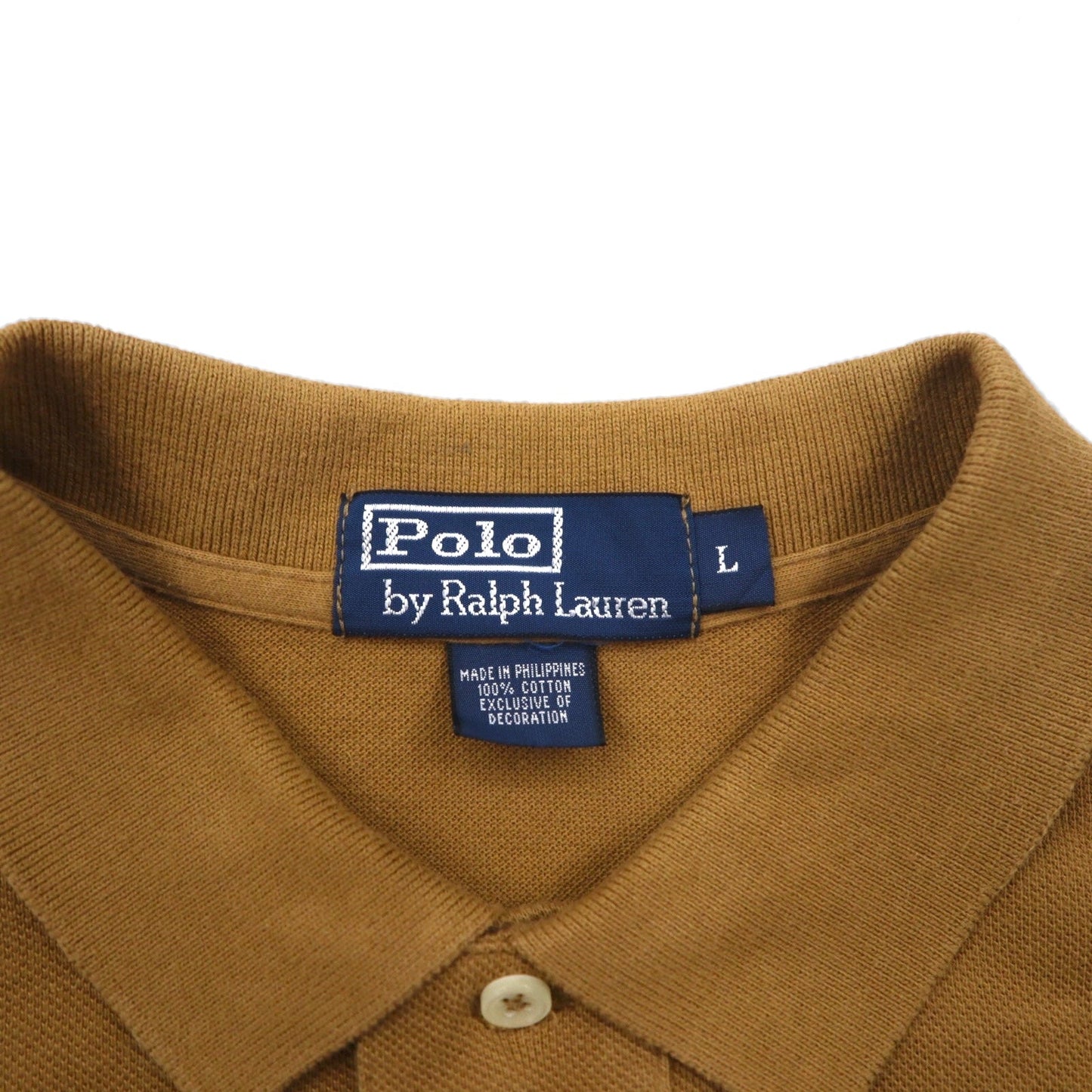 Polo by Ralph Lauren 90年代 ポロシャツ L キャメル コットン 鹿の子 スモールポニー刺繍
