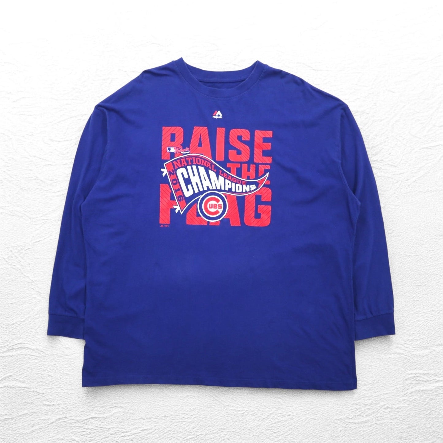 Majestic ロングスリーブ Tシャツ ロンT 3XL ブルー コットン MLB CUBS ビッグサイズ