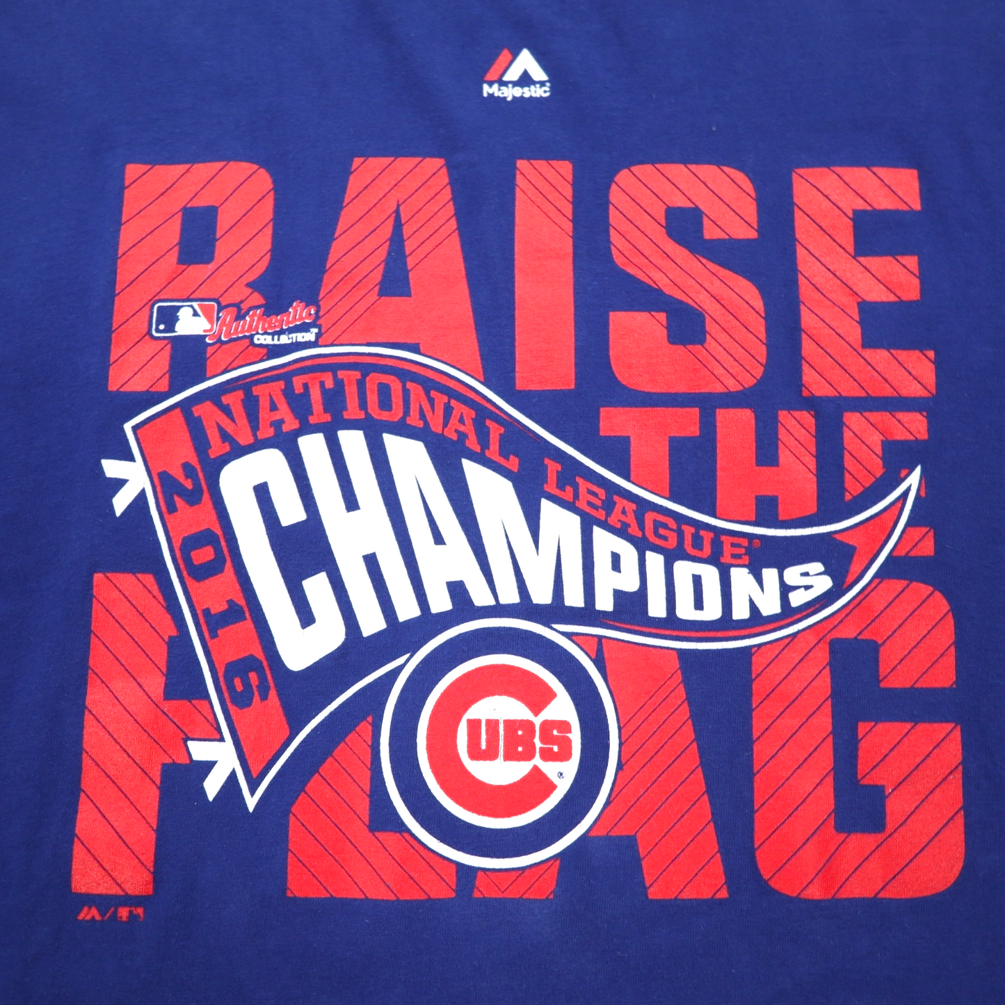 Majestic ロングスリーブ Tシャツ ロンT 3XL ブルー コットン MLB CUBS ビッグサイズ