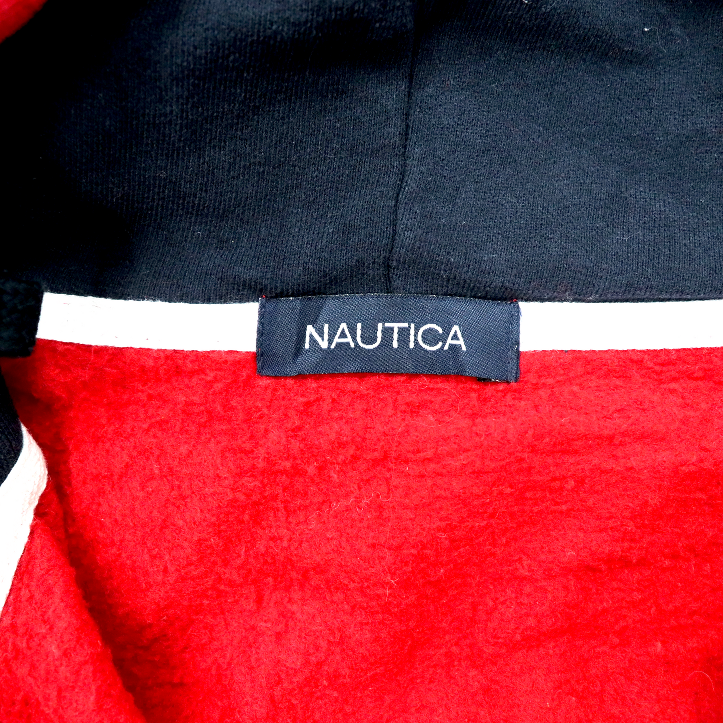 NAUTICA フルジップパーカー L レッド コットン 裏起毛 ロゴ