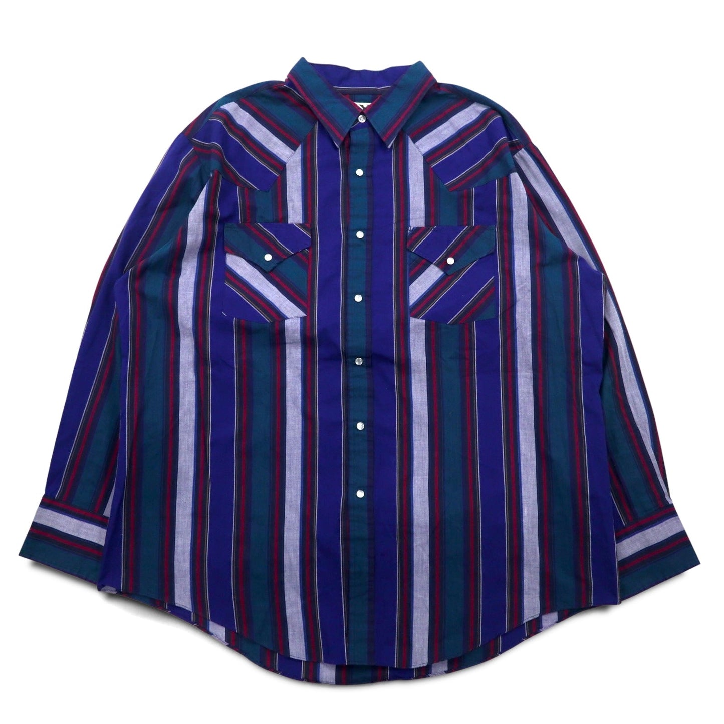 Vintage 80s Western Shirt ELY CATTLEMAN ウエスタンシャツ XL ブルー ストライプ