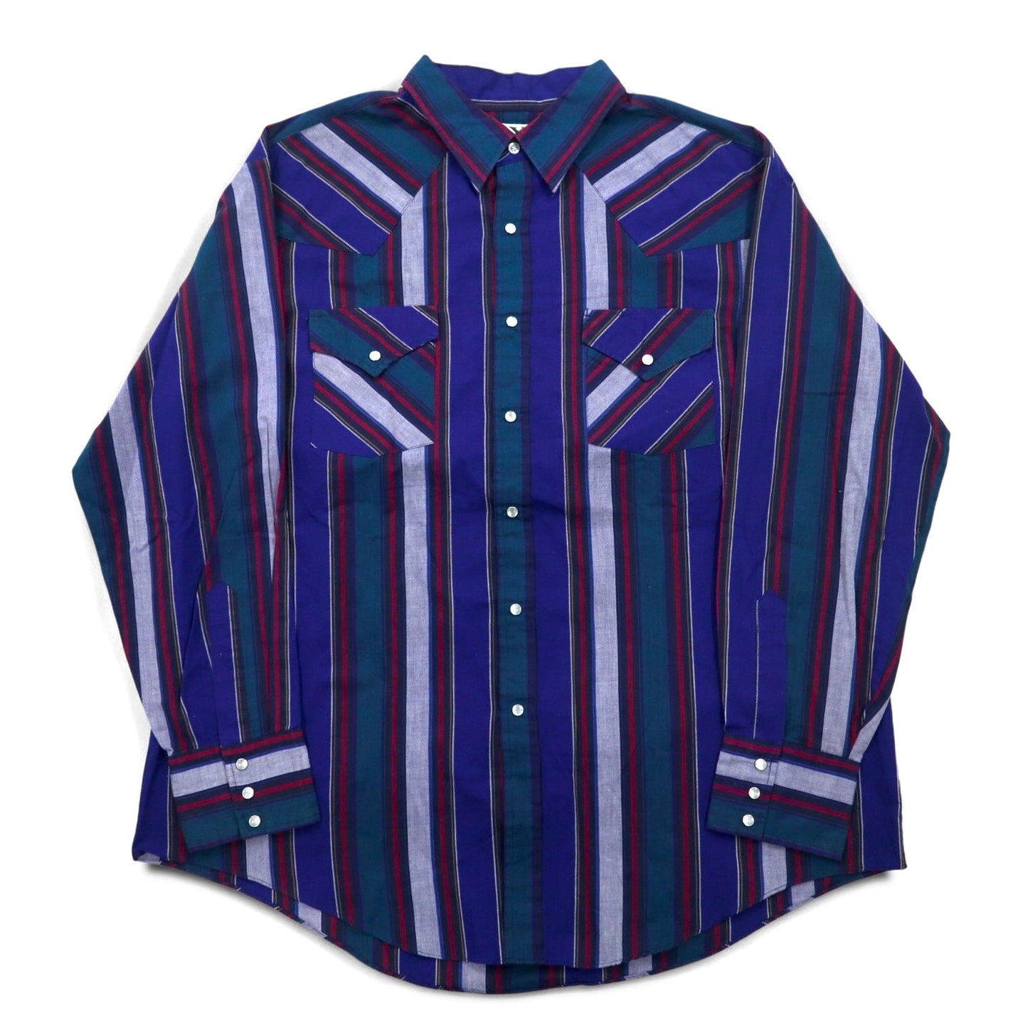 Vintage 80s Western Shirt ELY CATTLEMAN ウエスタンシャツ XL ブルー ストライプ