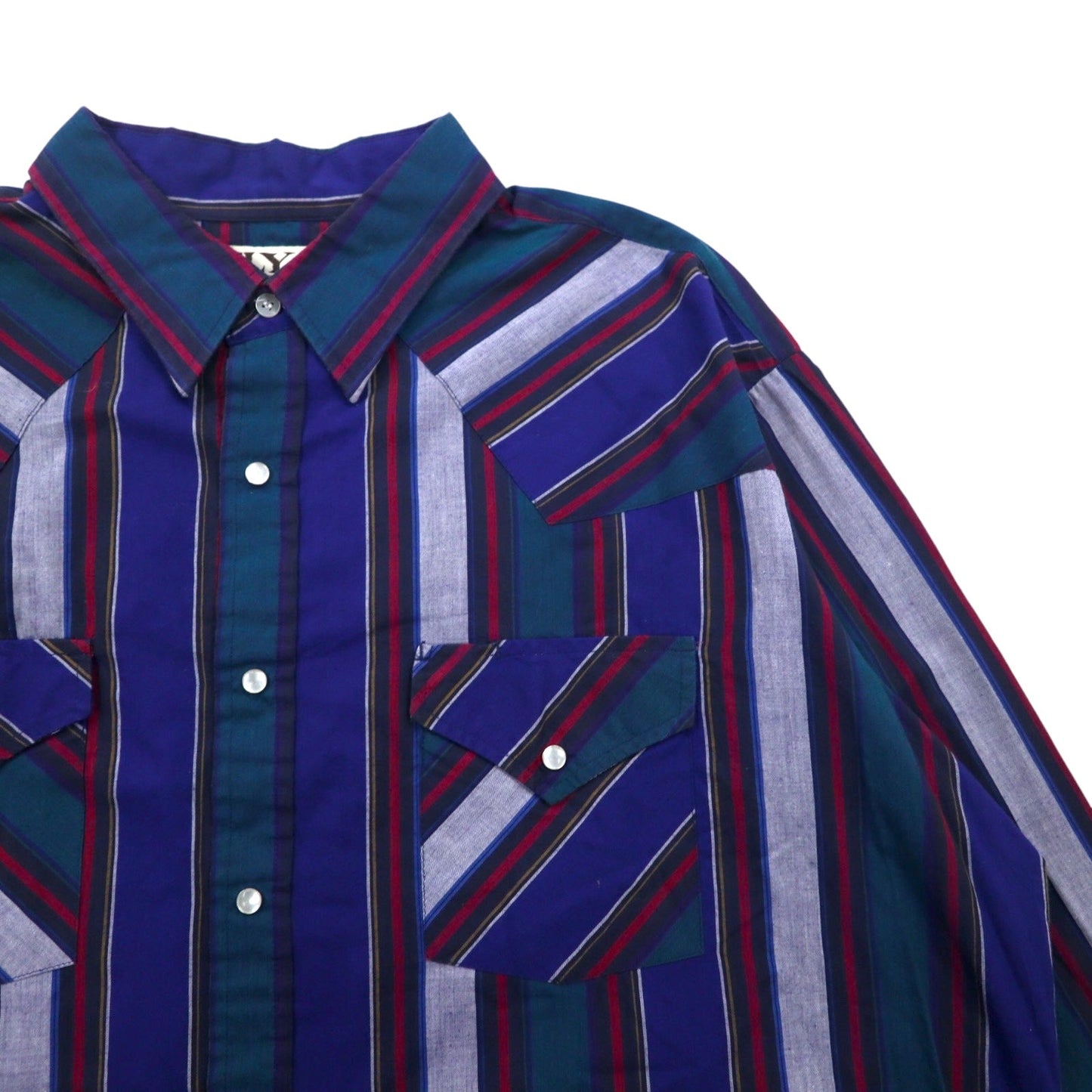 Vintage 80s Western Shirt ELY CATTLEMAN ウエスタンシャツ XL ブルー ストライプ