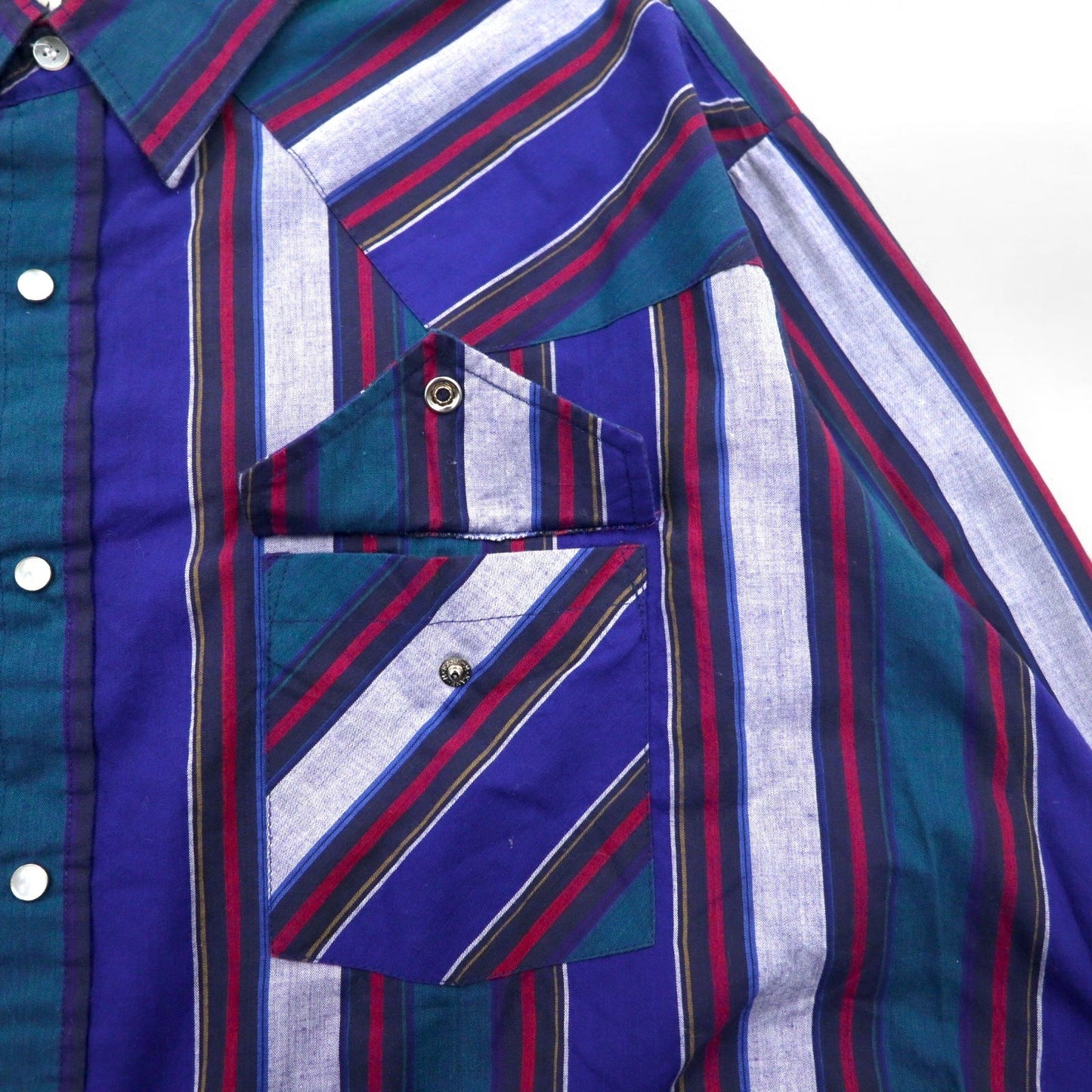 Vintage 80s Western Shirt ELY CATTLEMAN ウエスタンシャツ XL ブルー ストライプ
