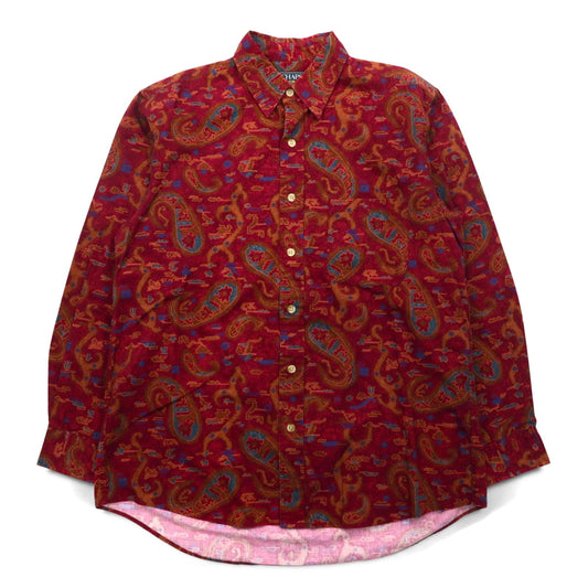 CHAPS RALPH LAUREN 80年代 ペイズリー 総柄 シャツ L レッド  コットン 胸ポケット