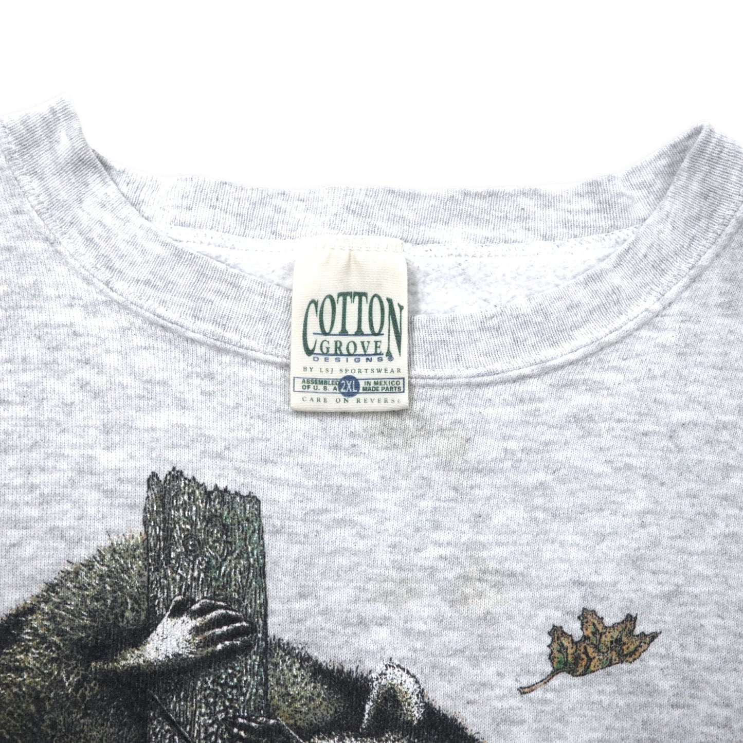 COTTON GROVE 90年代 アニマルプリントスウェット 2XL グレー コットン ビッグサイズ メキシコ製