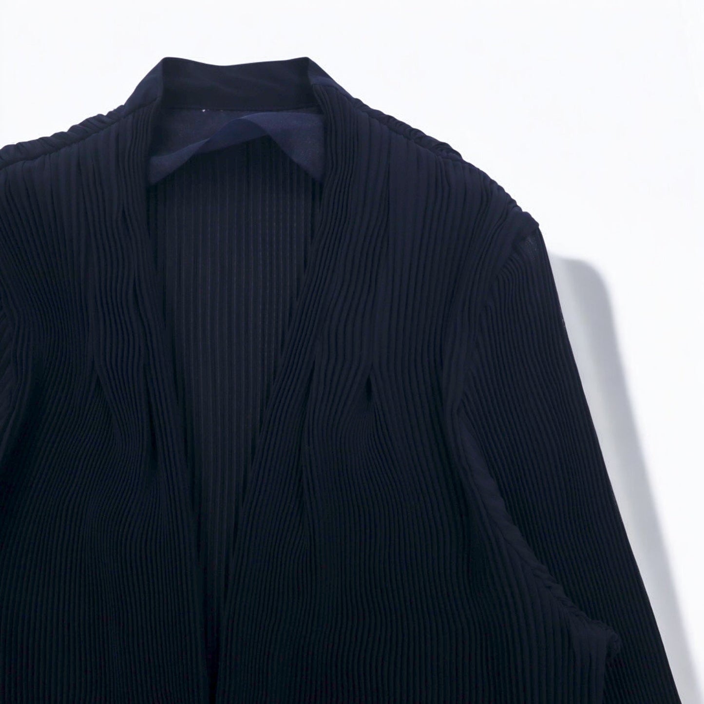 Vintage Pleated Sheer Cardigan プリーツ シアーカーディガン M ネイビー ポリエステル