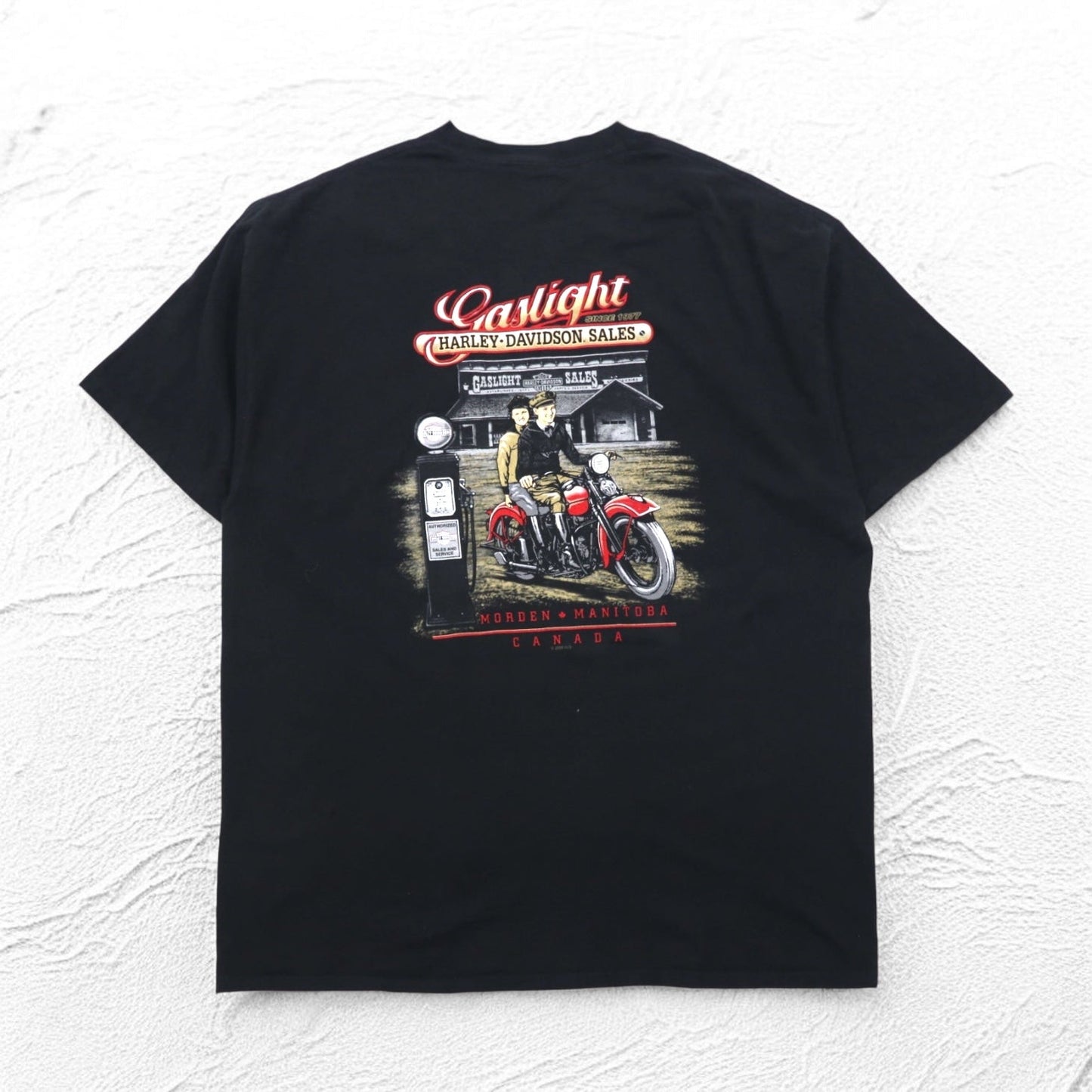 HARLEY DAVIDSON 両面プリント Tシャツ 2XL ブラック コットン ウルフ オオカミ アニマル ビッグサイズ