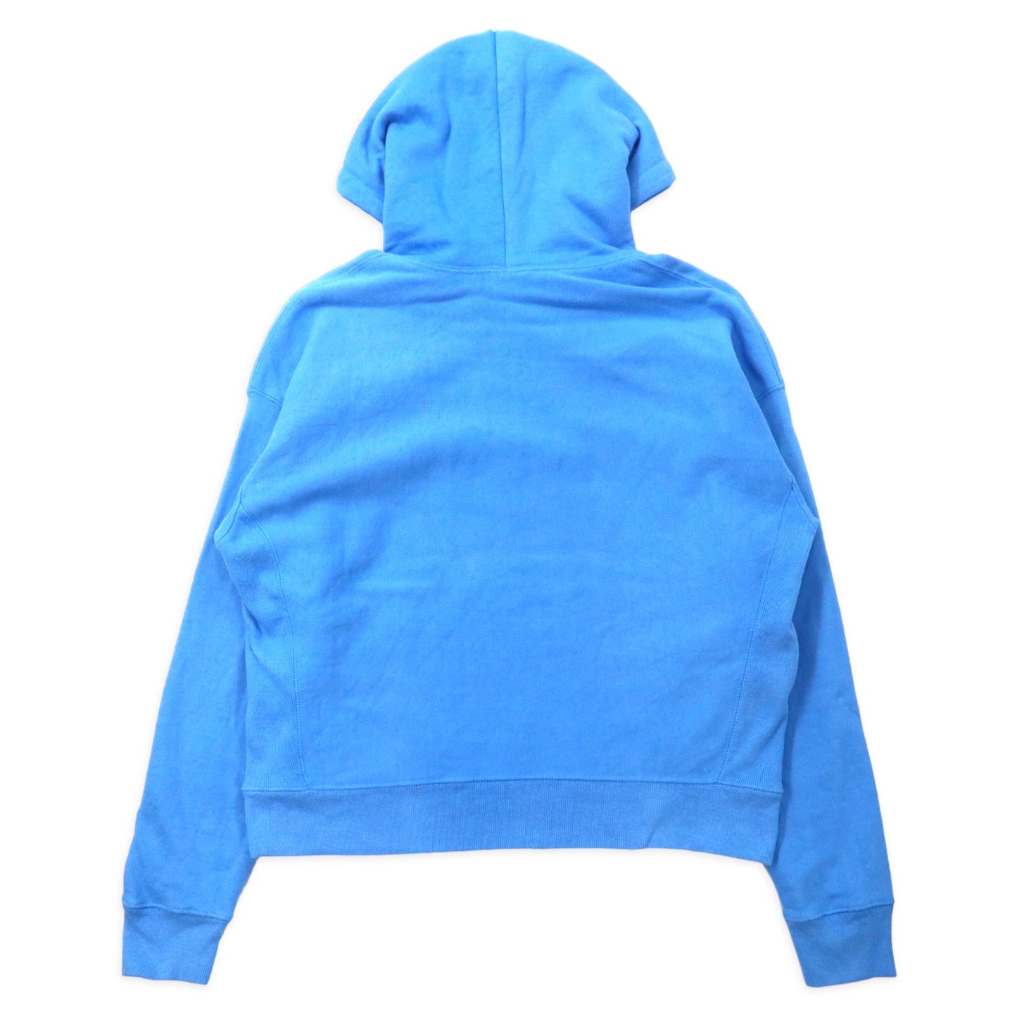 Champion リバースウィーブパーカー L ブルー コットン 裏起毛 スクリプトロゴ 青 単色タグ 復刻 REVERSE WEAVE