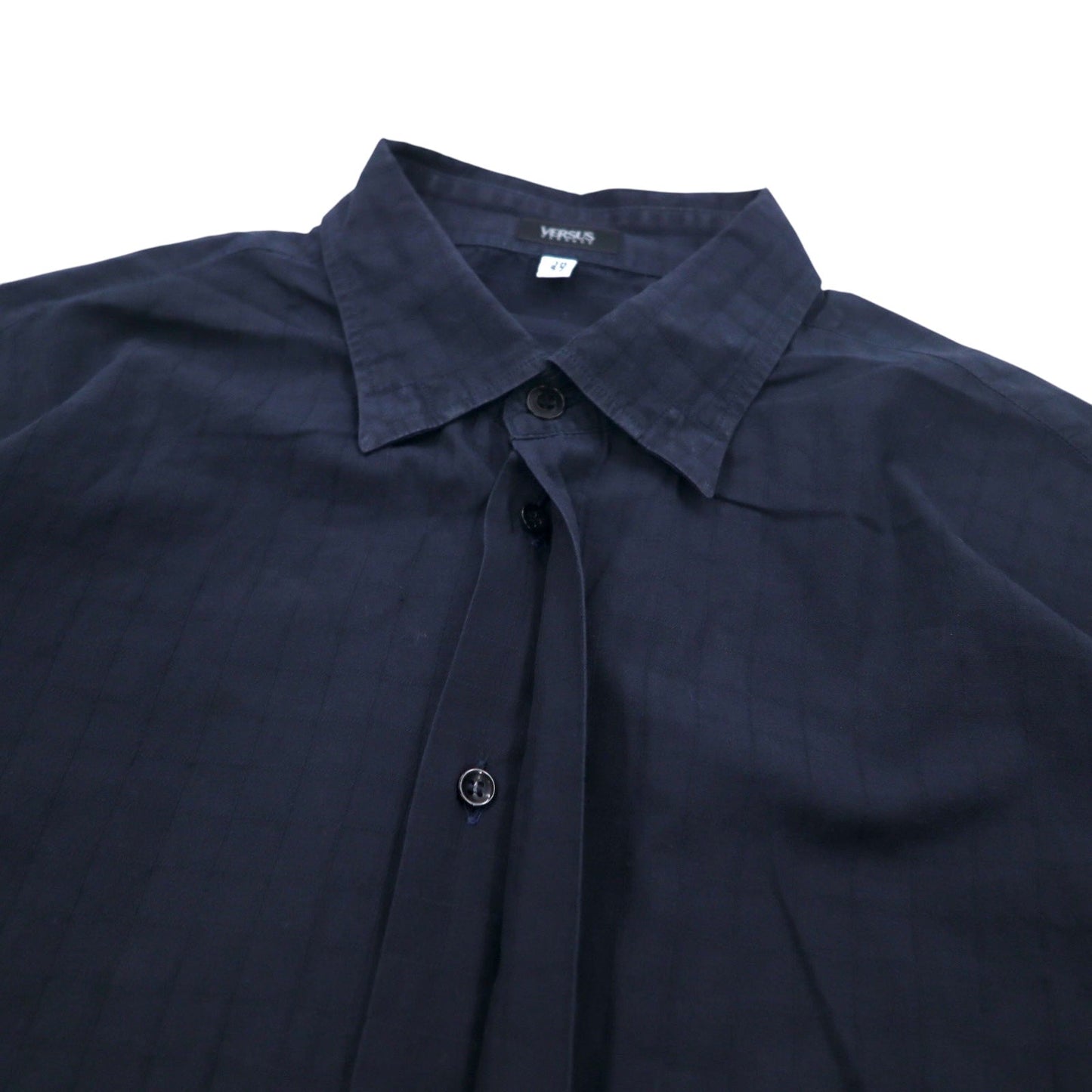 VERSUS ( VERSACE ) イタリア製 比翼 シャツ XL ネイビー チェック コットン