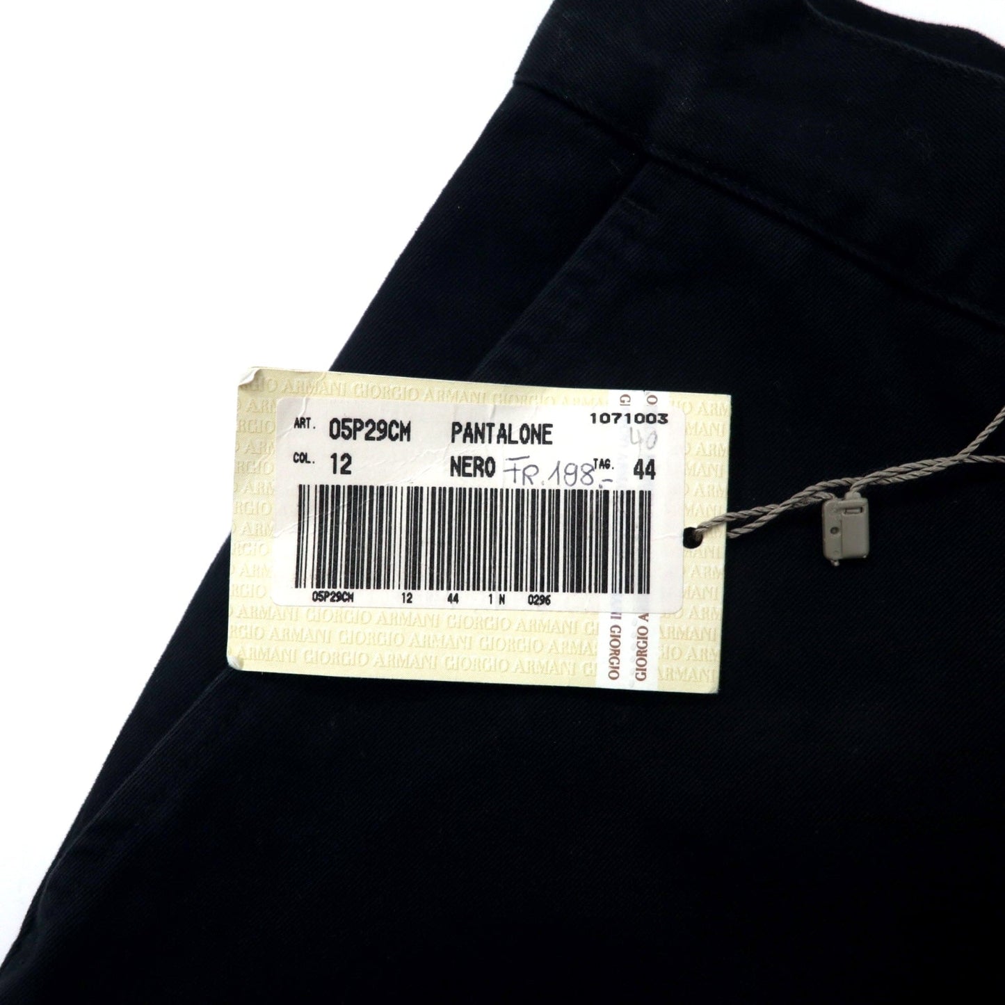 ARMANI JEANS イタリア製 テーパードパンツ 44 ブラック コットン 05P29CM PANTALONE 未使用品