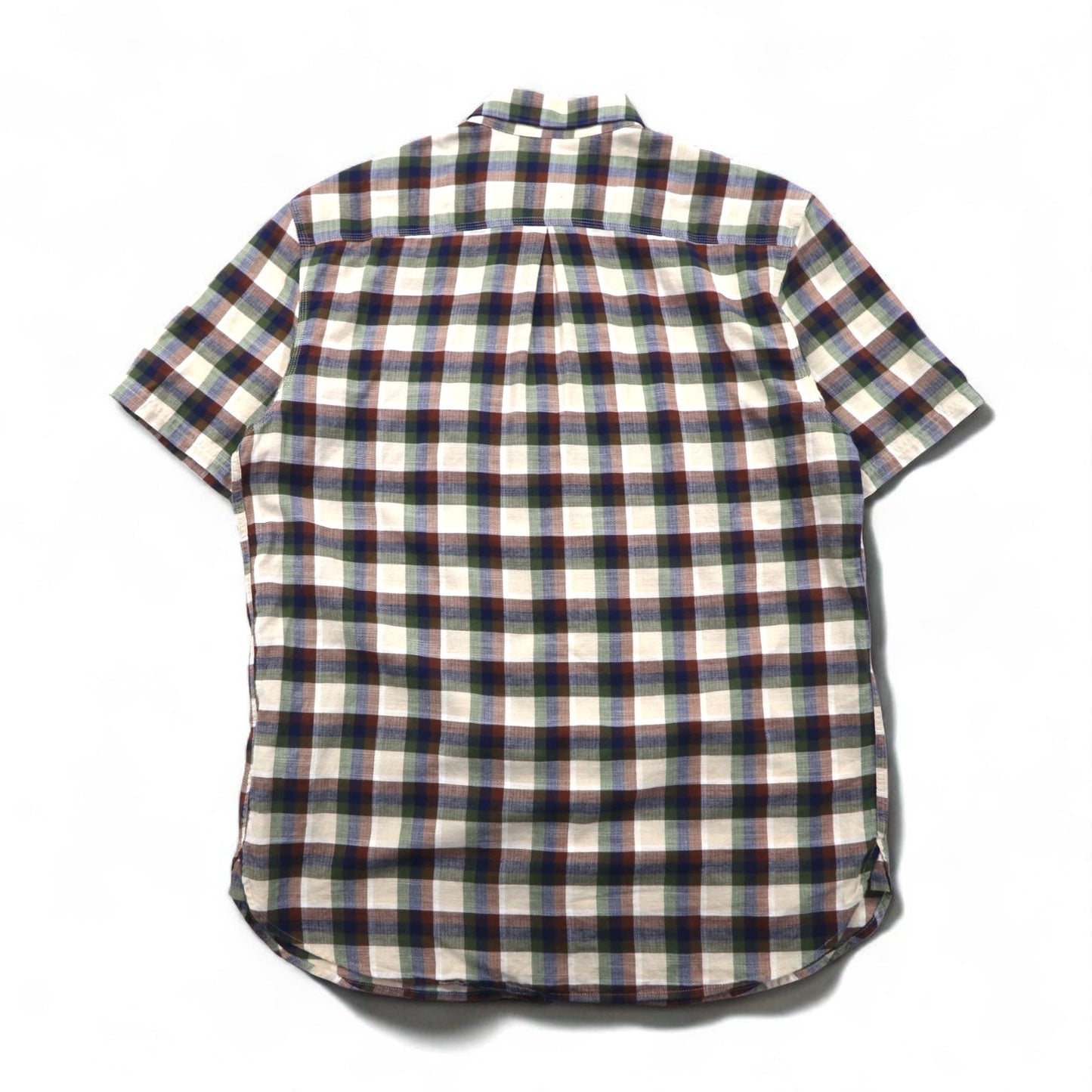 Barbour 半袖 ボタンダウンシャツ M ブラウン チェック コットン MSH5151BE11 ポルトガル製