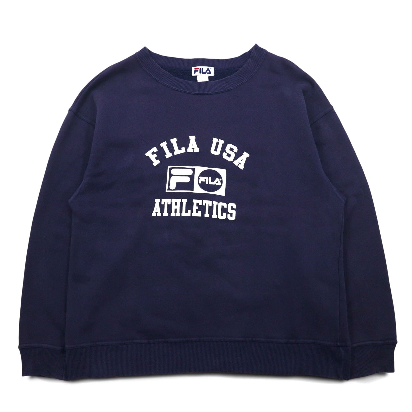 FILA カナダ製 90年代 カレッジ ロゴ スウェット L ネイビー コットン プリント