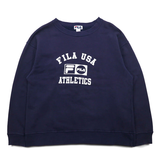 FILA カナダ製 90年代 カレッジ ロゴ スウェット L ネイビー コットン プリント