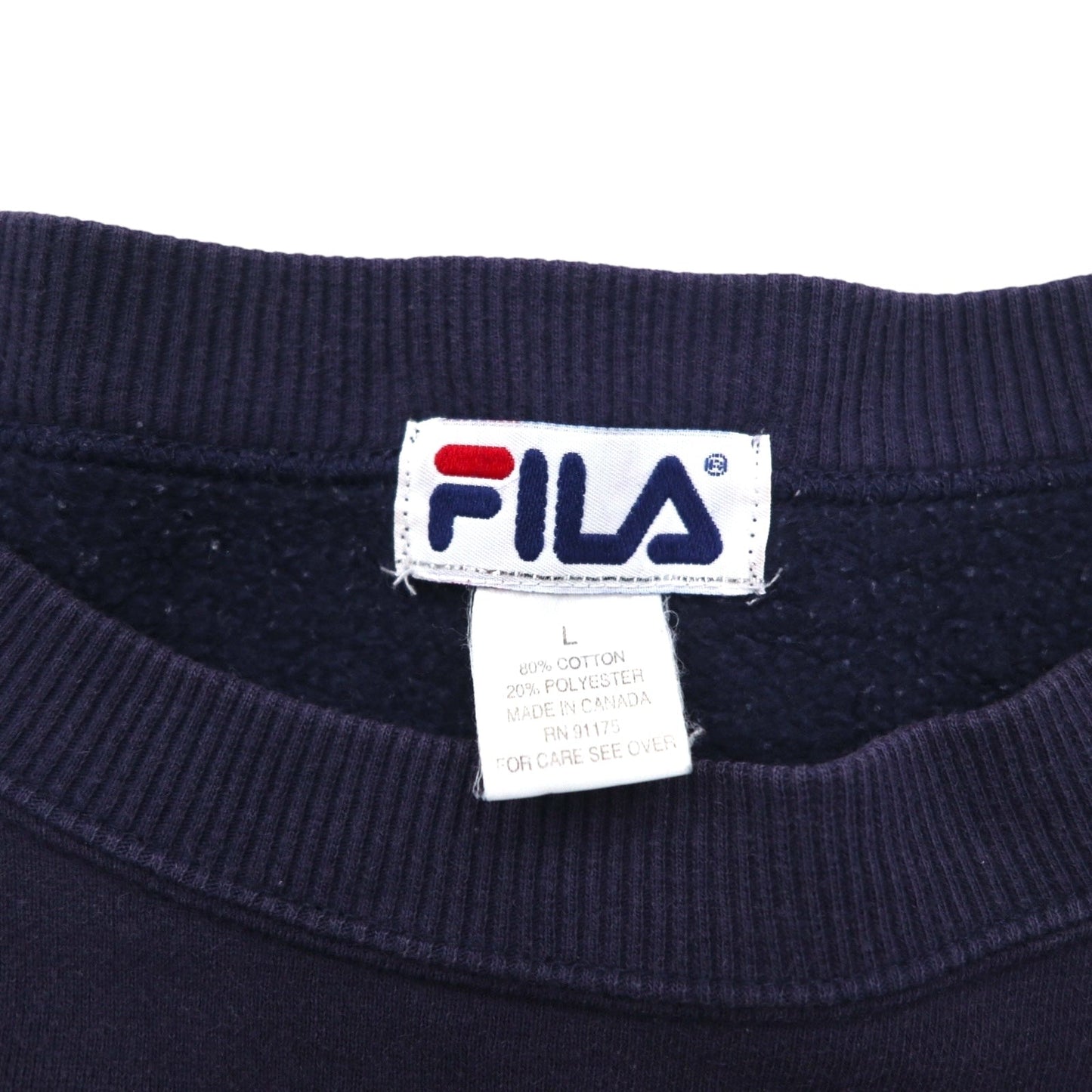 FILA カナダ製 90年代 カレッジ ロゴ スウェット L ネイビー コットン プリント