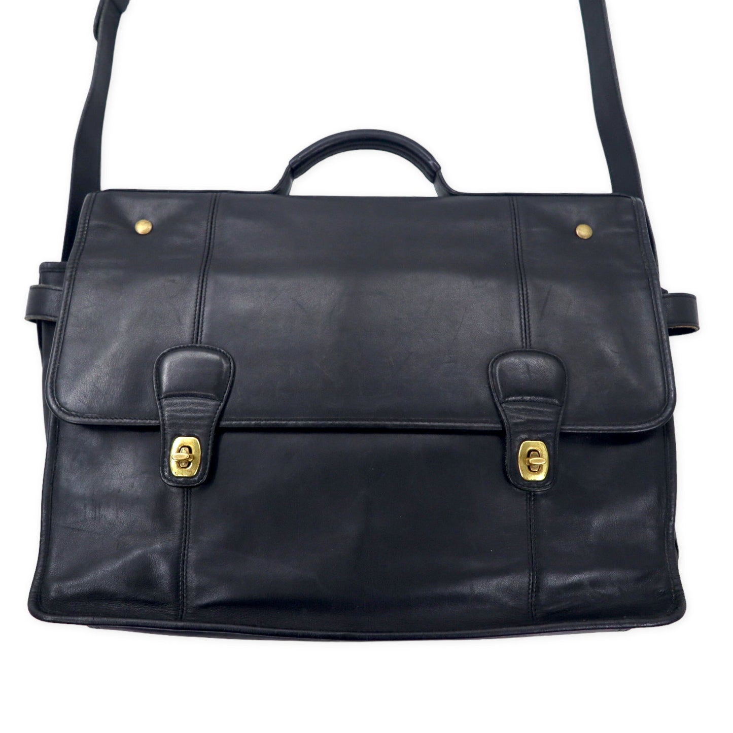 COACH オールドコーチ 2WAY ビジネスバッグ ショルダーバッグ ブラック レザー グラブタン カウハイド ダブルターンロック 0546