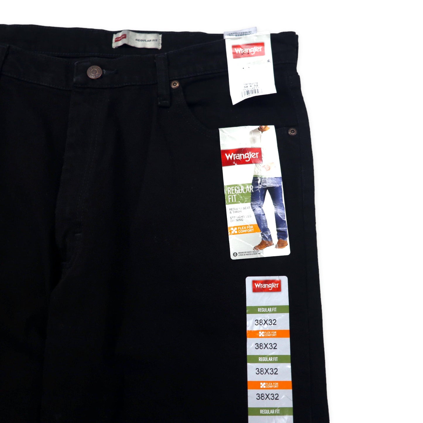Wrangler ブラック デニムパンツ 38 レギュラーフィット メキシコ製 未使用品