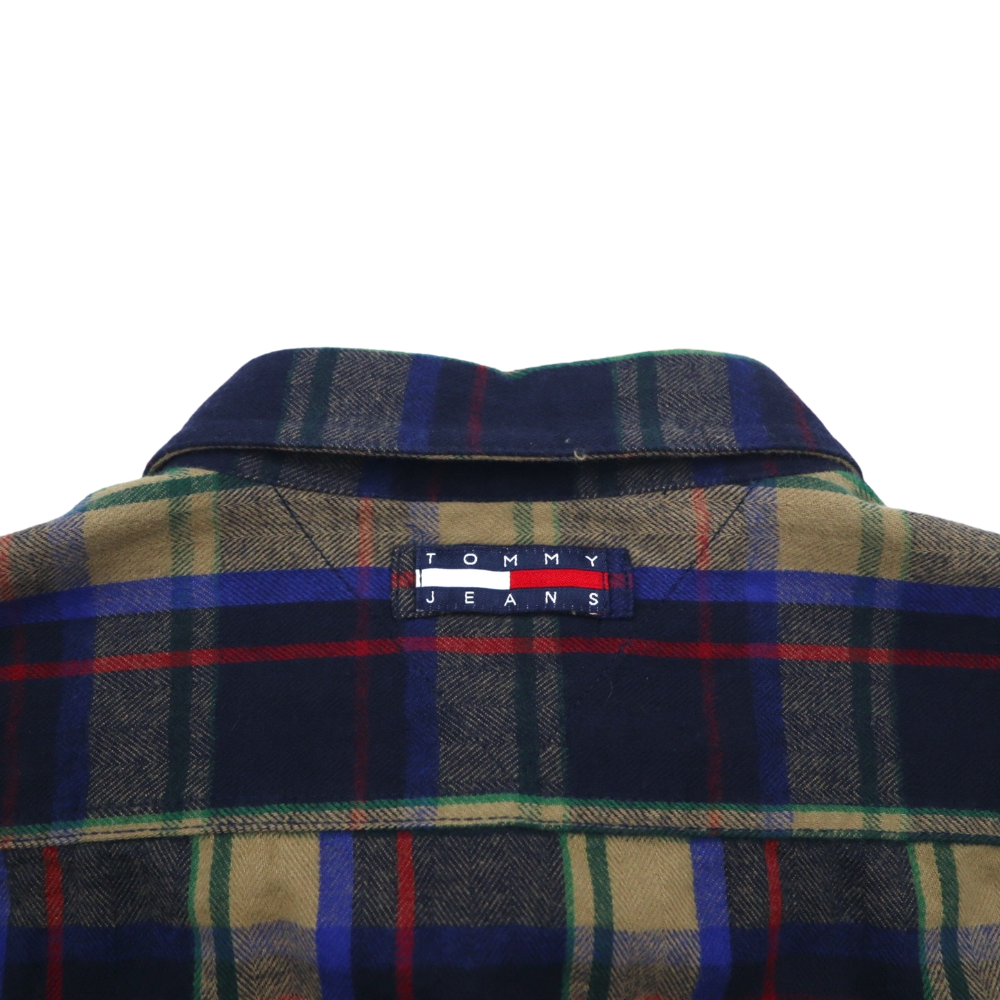 TOMMY JEANS 90年代 フランネルシャツ XL ネイビー チェック コットン スナップボタン 未使用品