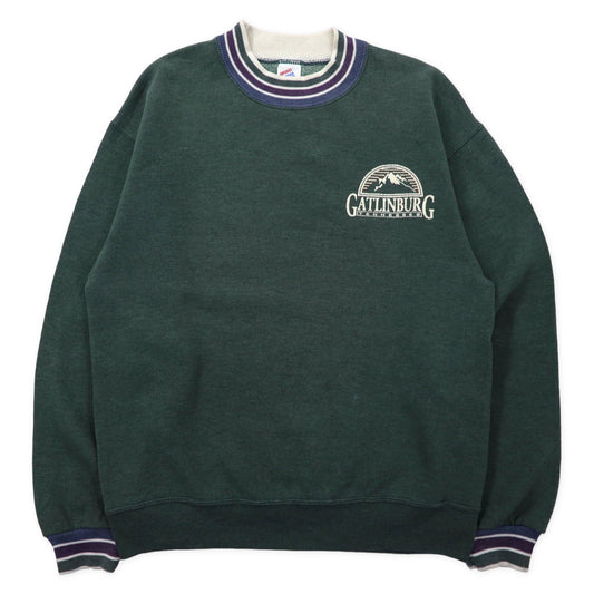 JERZEES USA製 90年代 SUPER SWEATS リブラインスウェット M グリーン コットン GATLINBURG