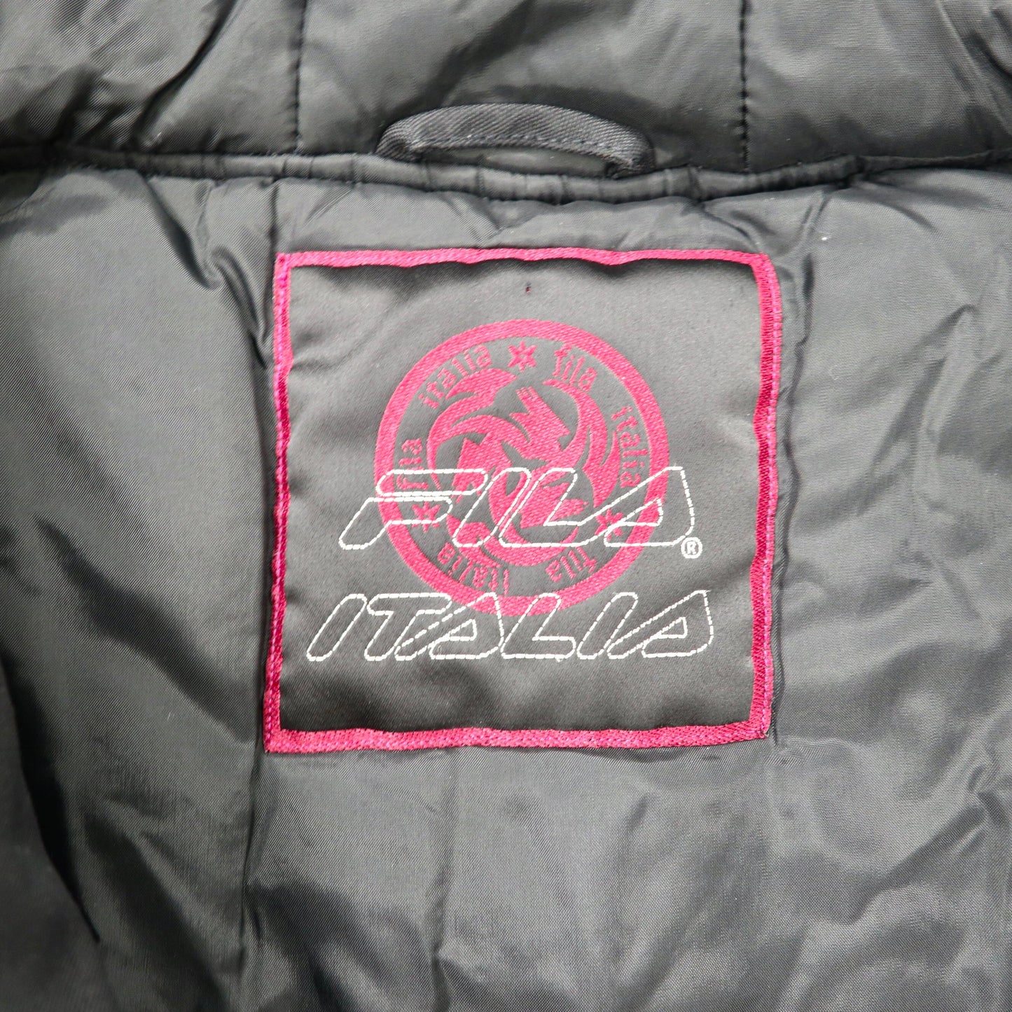 FILA ダウン アノラックパーカー XL ブラック ナイロン ロゴ刺繍 ビッグサイズ 90年代
