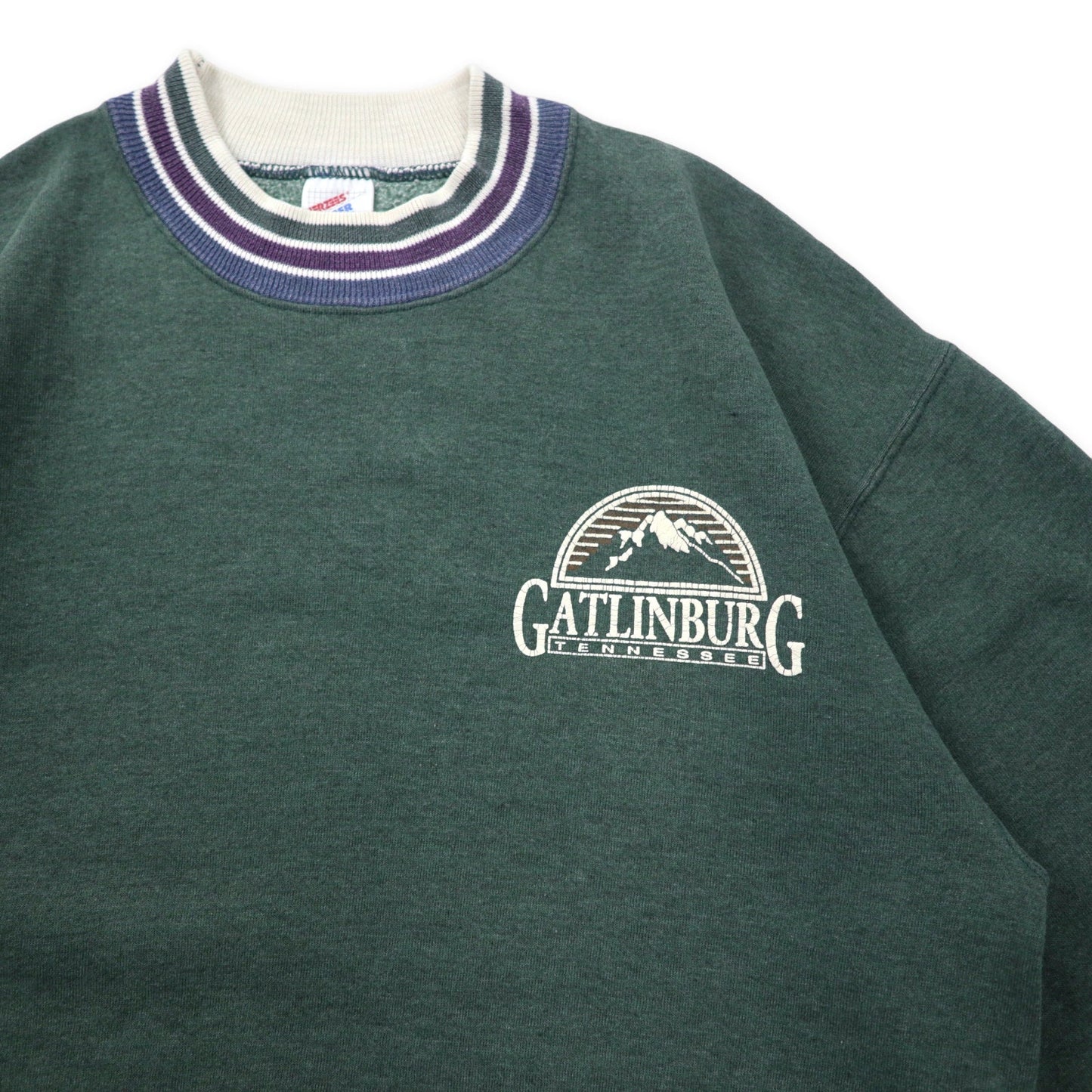 JERZEES USA製 90年代 SUPER SWEATS リブラインスウェット M グリーン コットン GATLINBURG