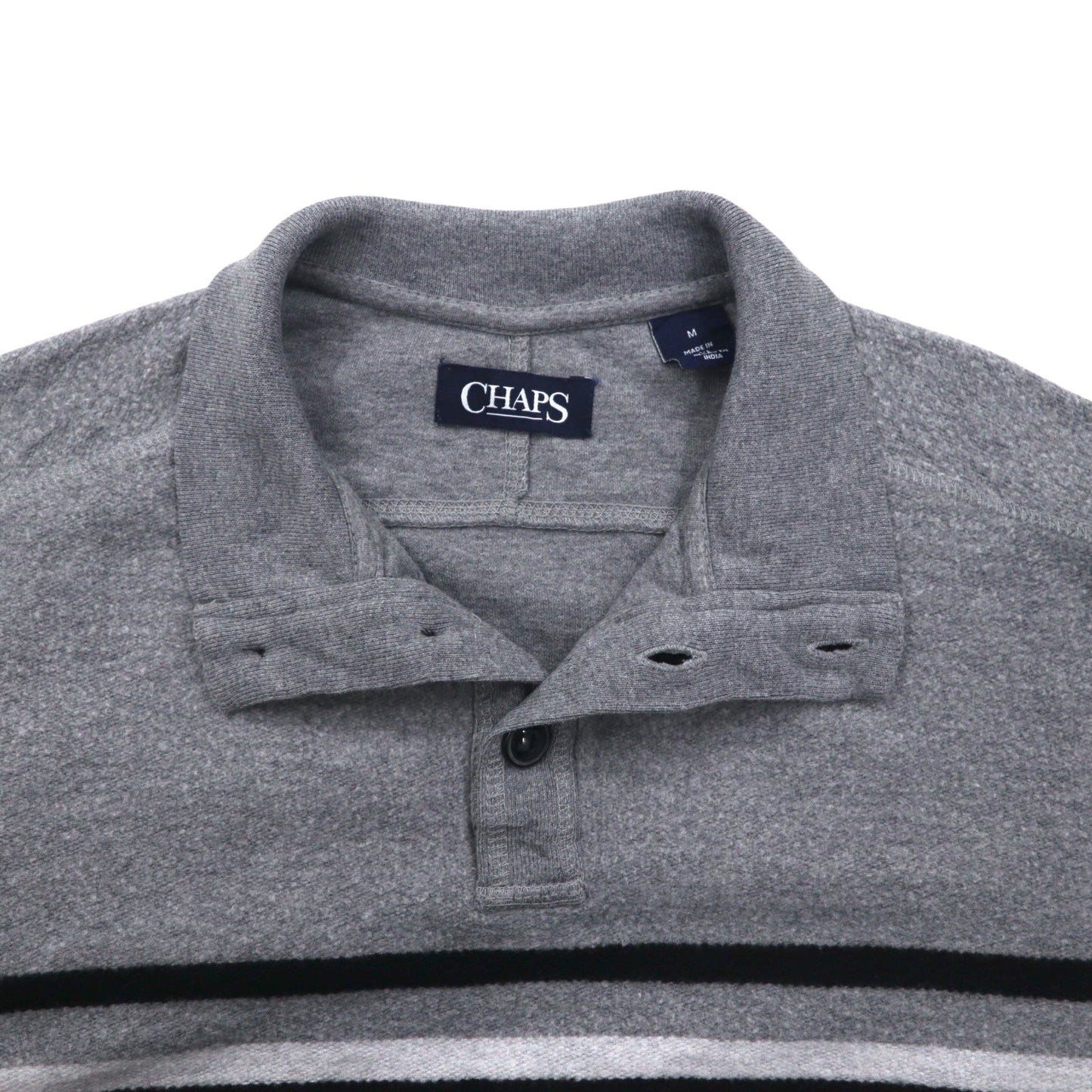 CHAPS ハーフボタン スウェット M グレー コットン サイドポケット