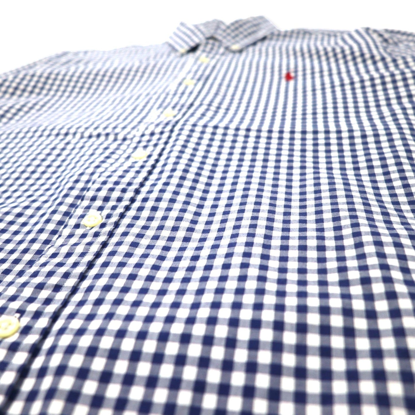 RALPH LAUREN ギンガムチェック ボタンダウンシャツ L ブルー コットン スモールポニー刺繍