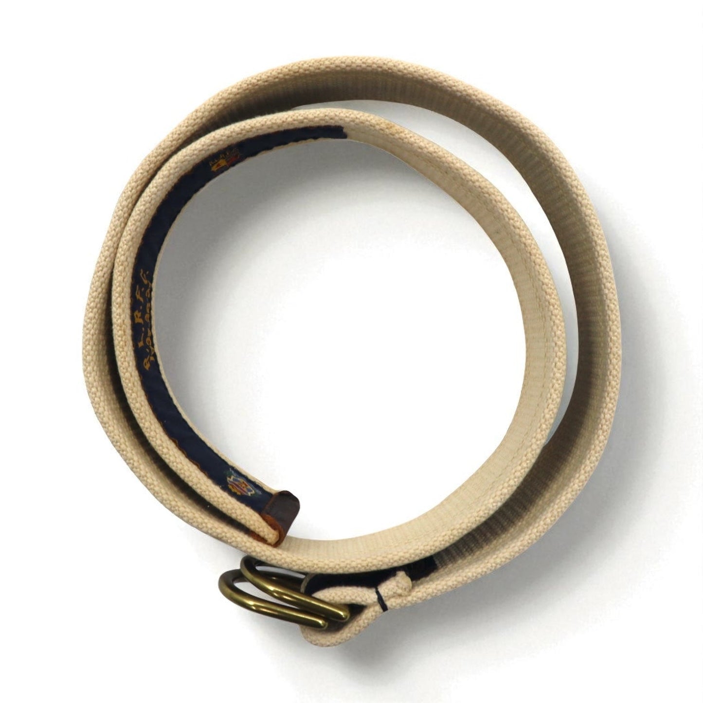 RUGBY RALPH LAUREN リングベルト ネイビー ベージュ ナイロン キャンバス R.L.R.F.C