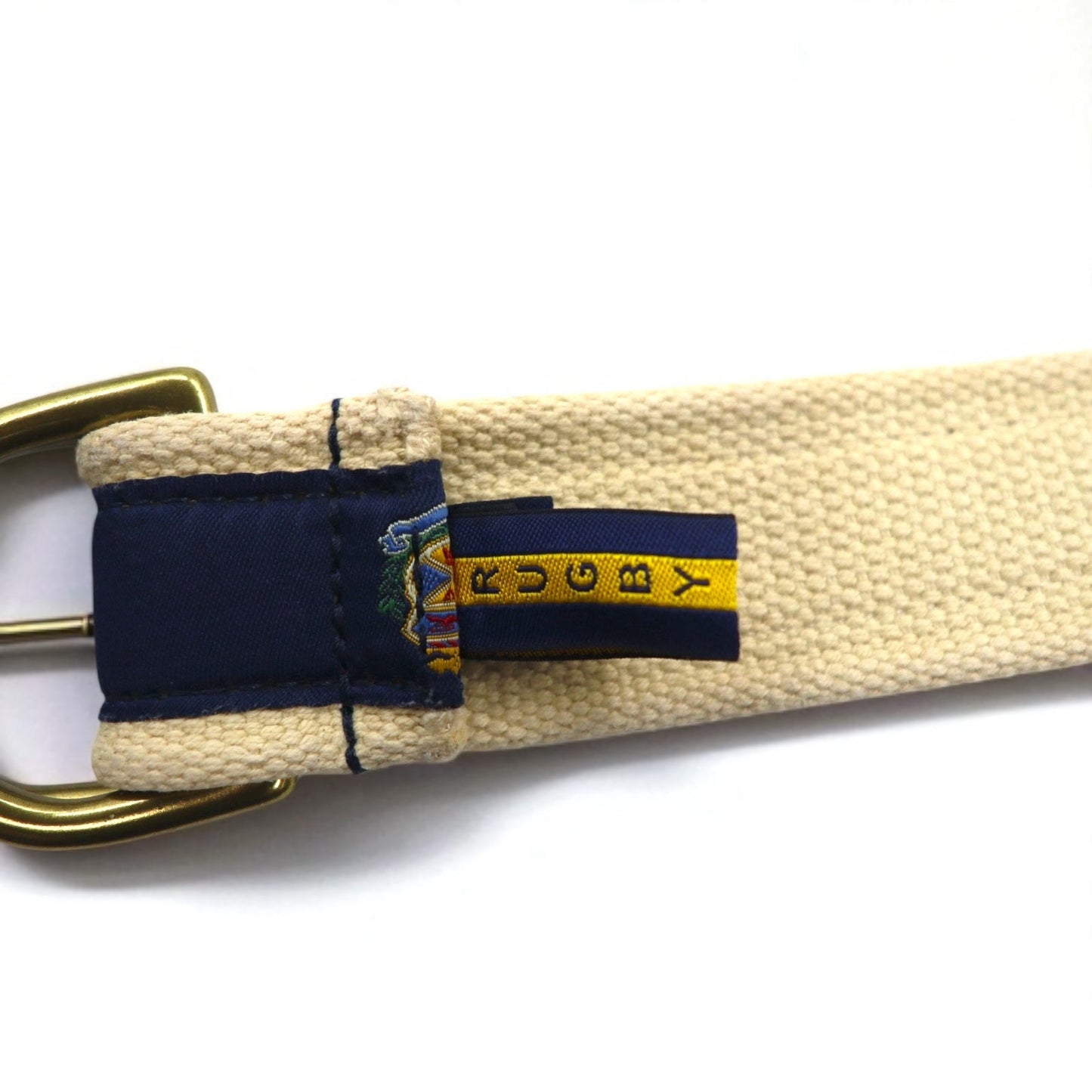 RUGBY RALPH LAUREN リングベルト ネイビー ベージュ ナイロン キャンバス R.L.R.F.C