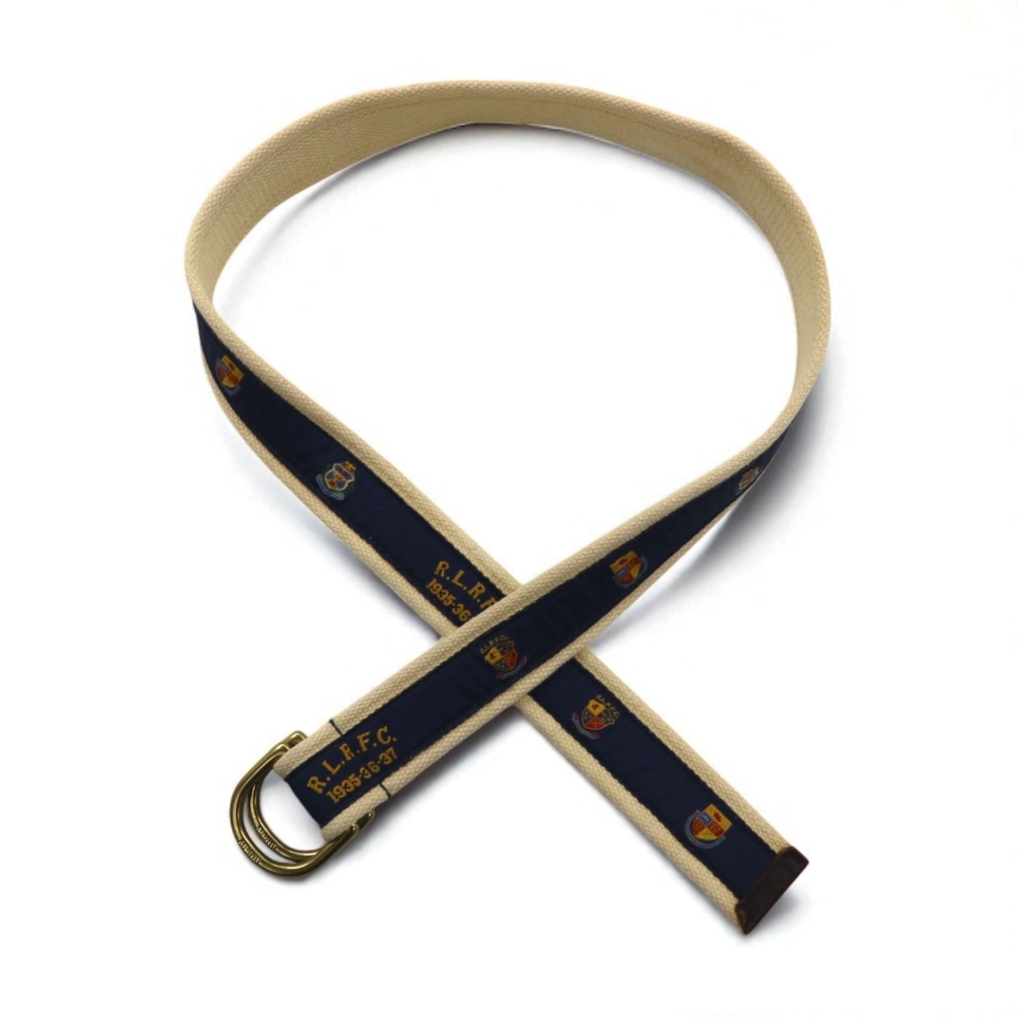 RUGBY RALPH LAUREN リングベルト ネイビー ベージュ ナイロン キャンバス R.L.R.F.C