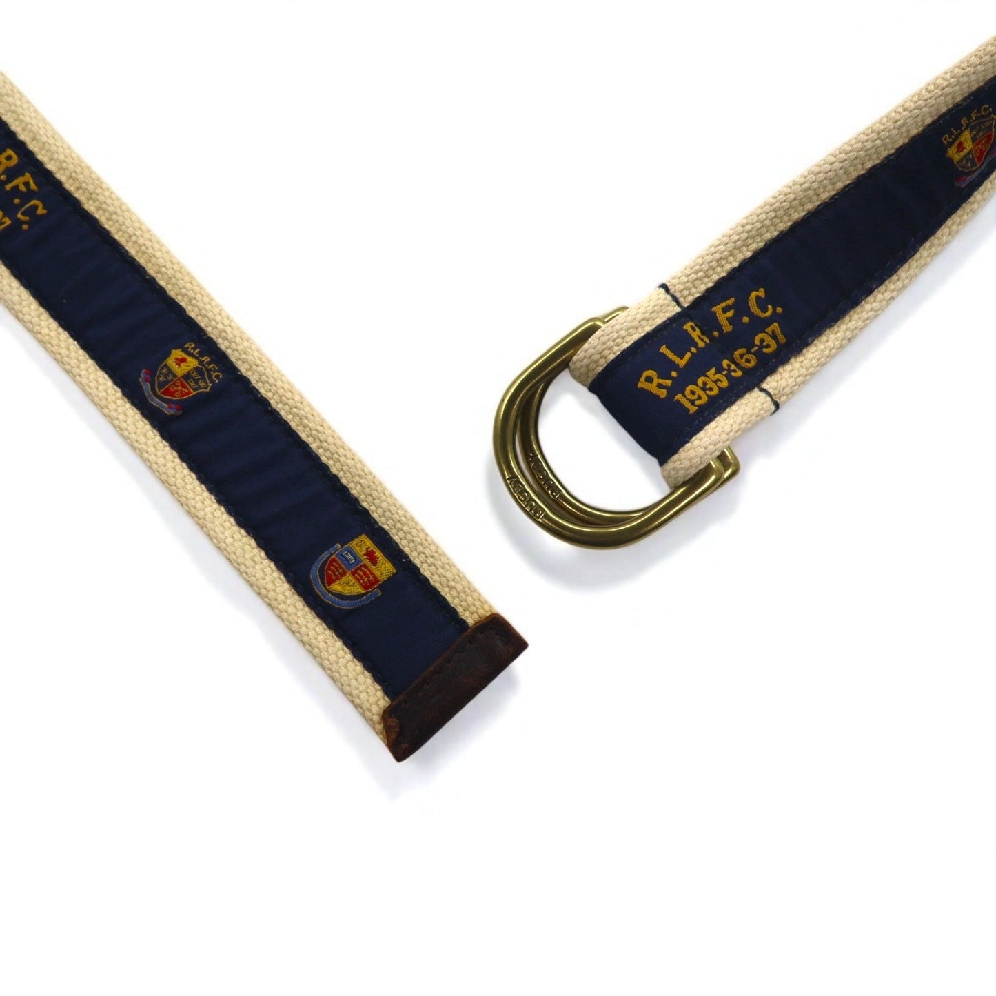 RUGBY RALPH LAUREN リングベルト ネイビー ベージュ ナイロン キャンバス R.L.R.F.C
