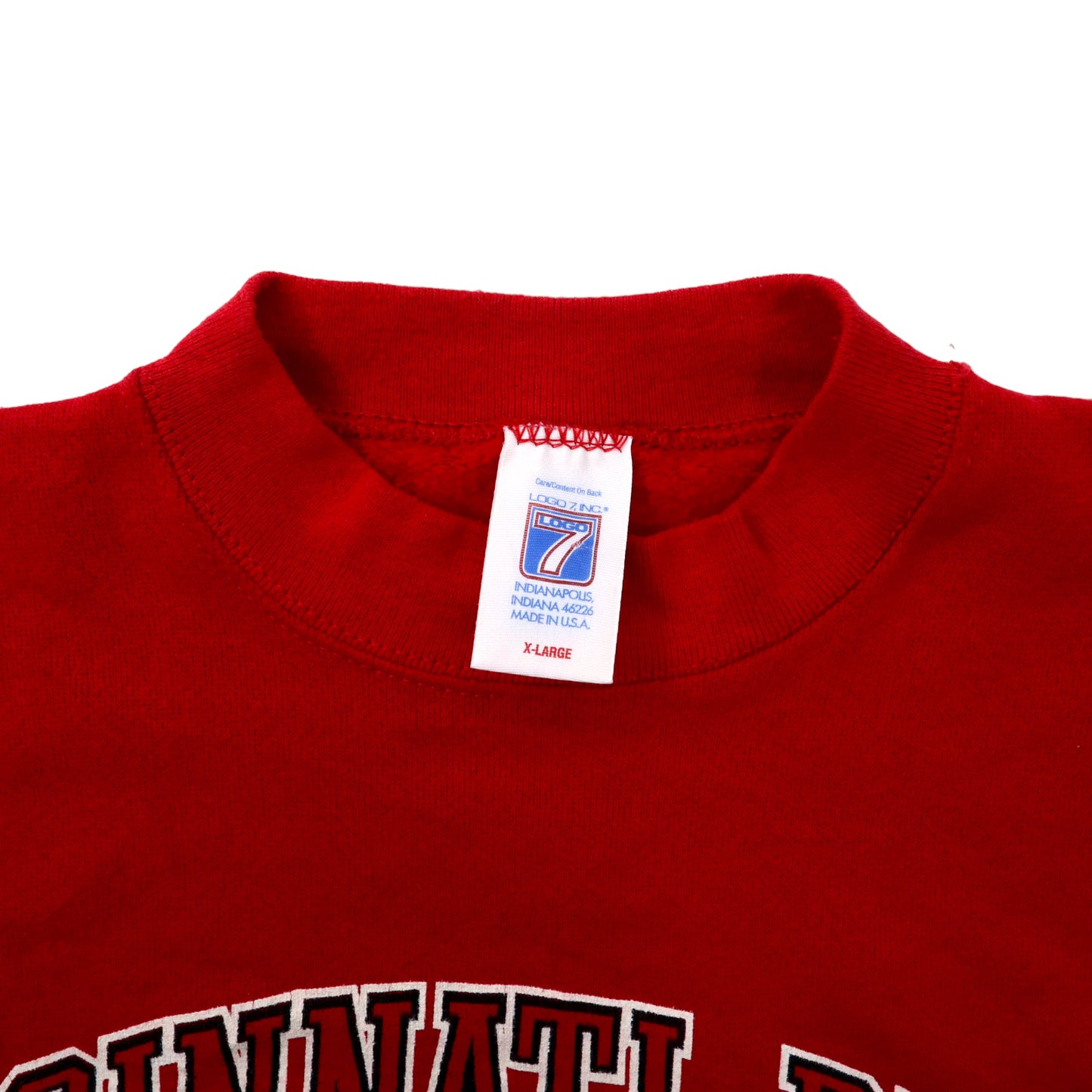 USA製 MLB CINCINNATI REDS ベースボールプリントスウェット XL レッド コットン 裏起毛 LOGO7ボディ 90年代