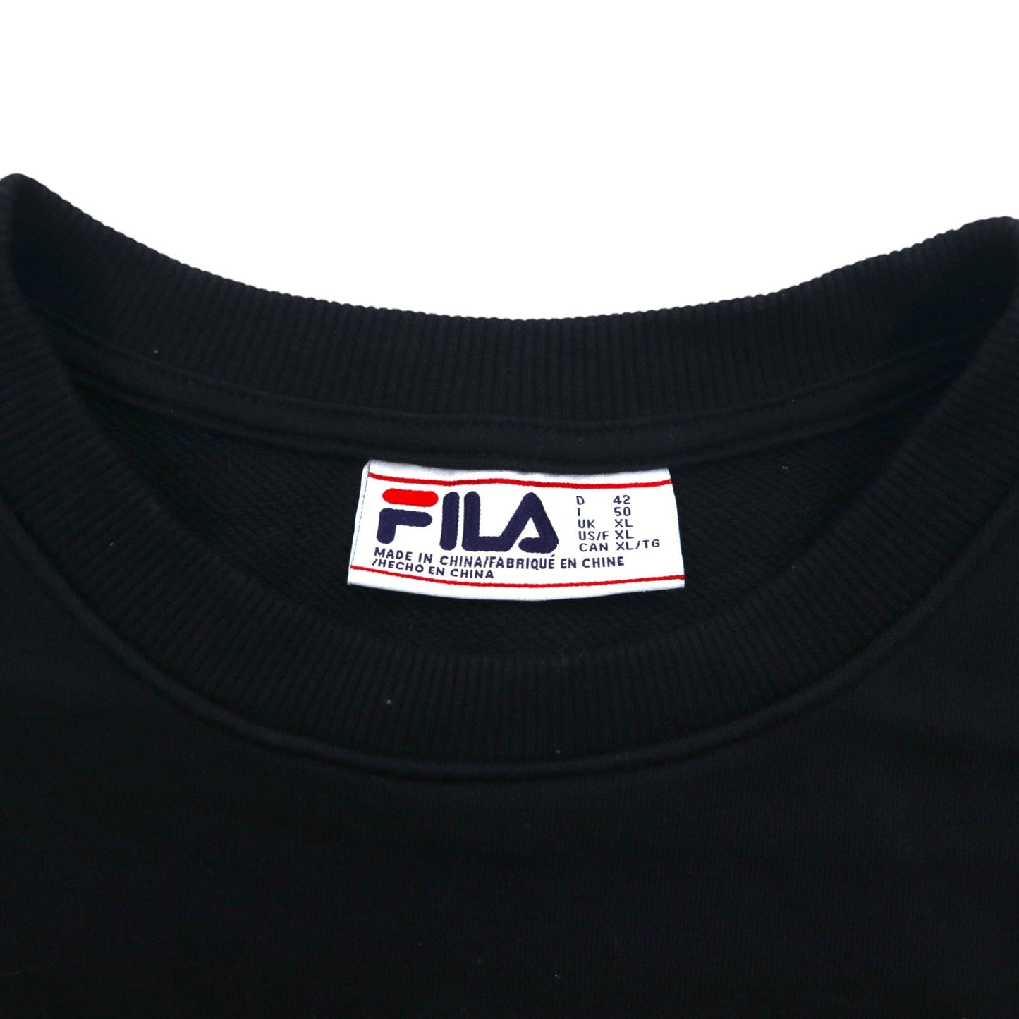 FILA クルーネック スウェット XL ブラック コットン クラシック ロゴプリント
