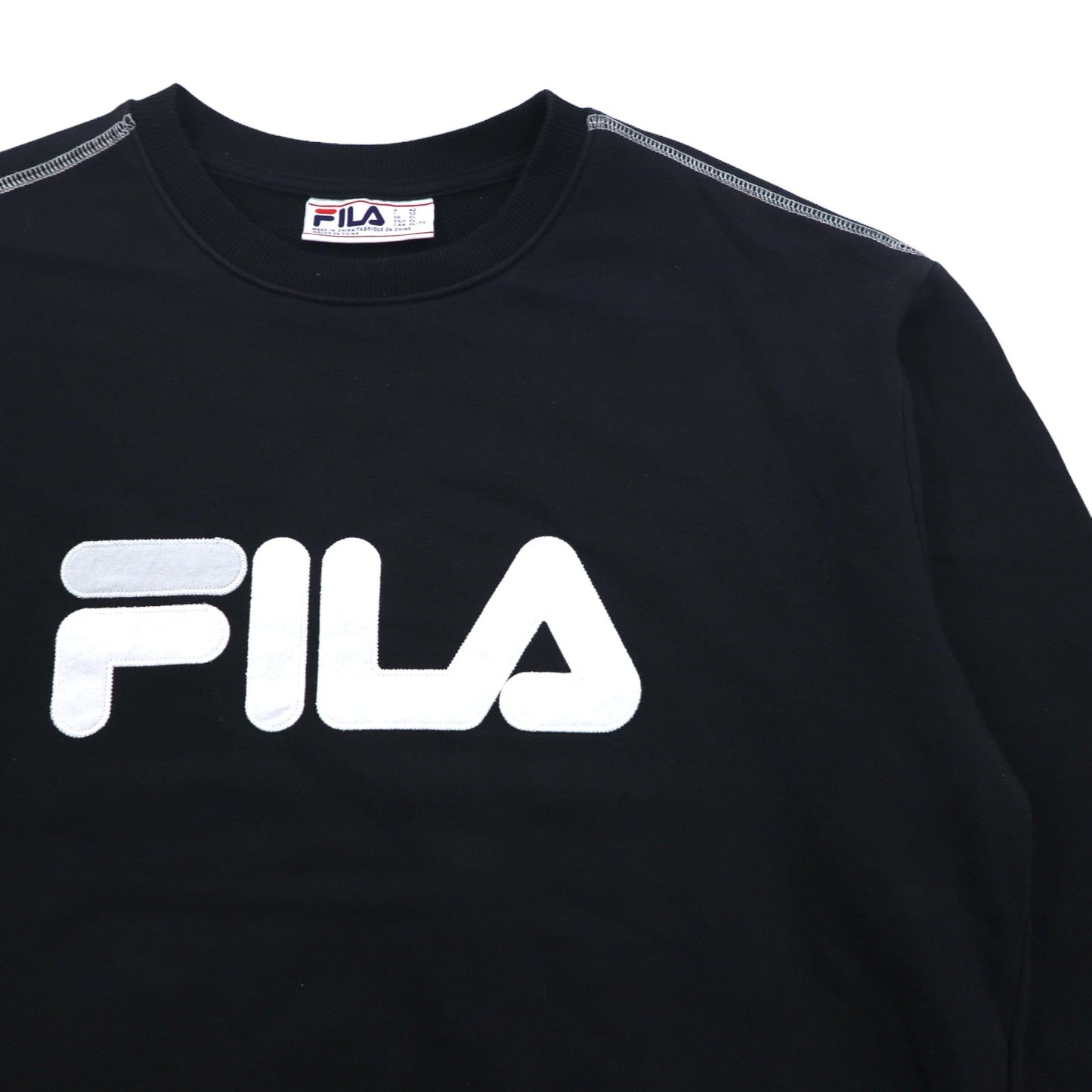 FILA クルーネック スウェット XL ブラック コットン クラシック ロゴプリント