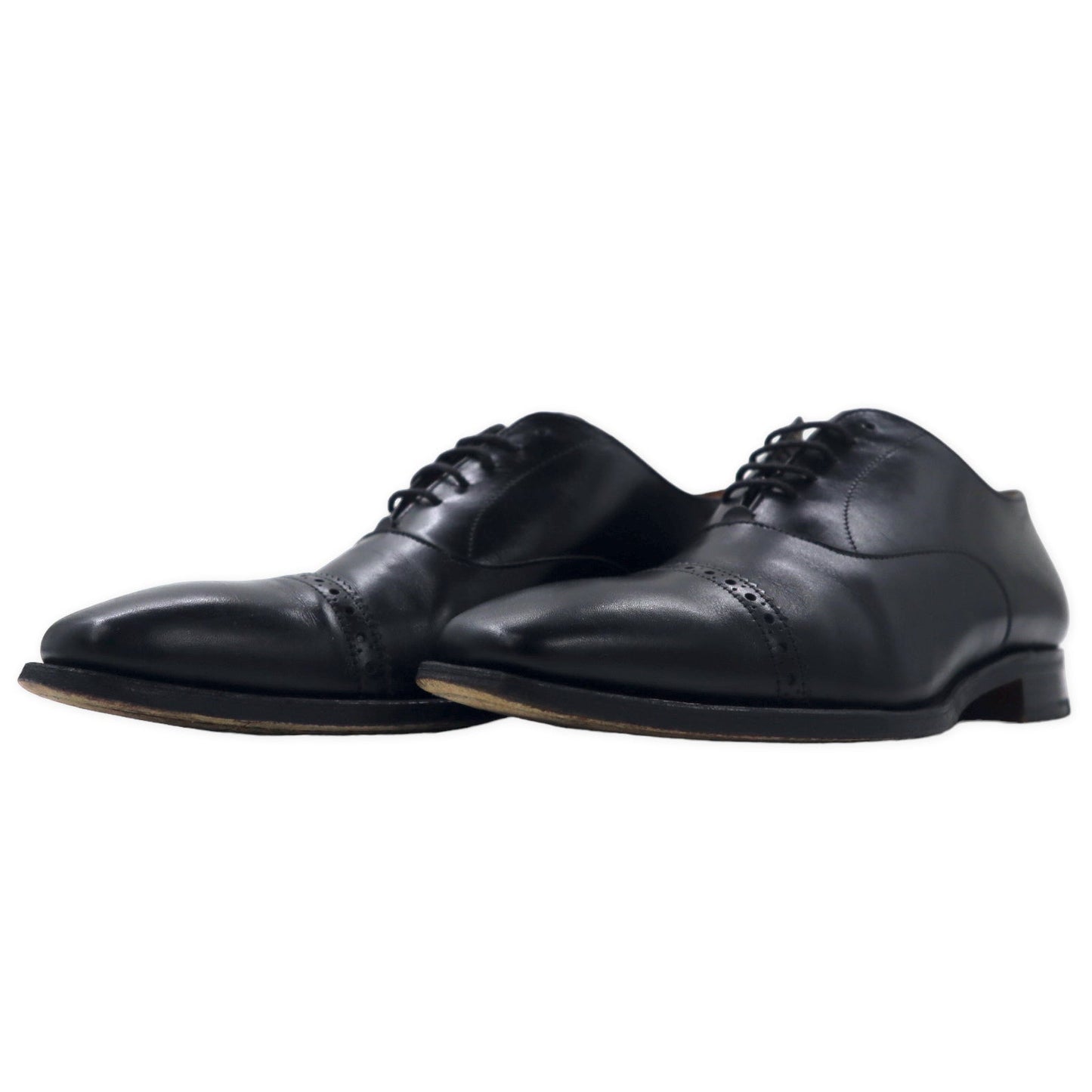 CHEANEY イングランド製 Aquascutum別注 ストレートチップ ドレスシューズ 25.5cm ブラック レザー セミブローグ 10298
