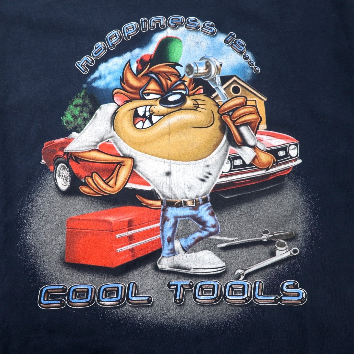 LOONEY TUNES COLLECTION キャラクタープリント Tシャツ XL ネイビー コットン ダズマニアンデビル COOL TOOLS メキシコ製