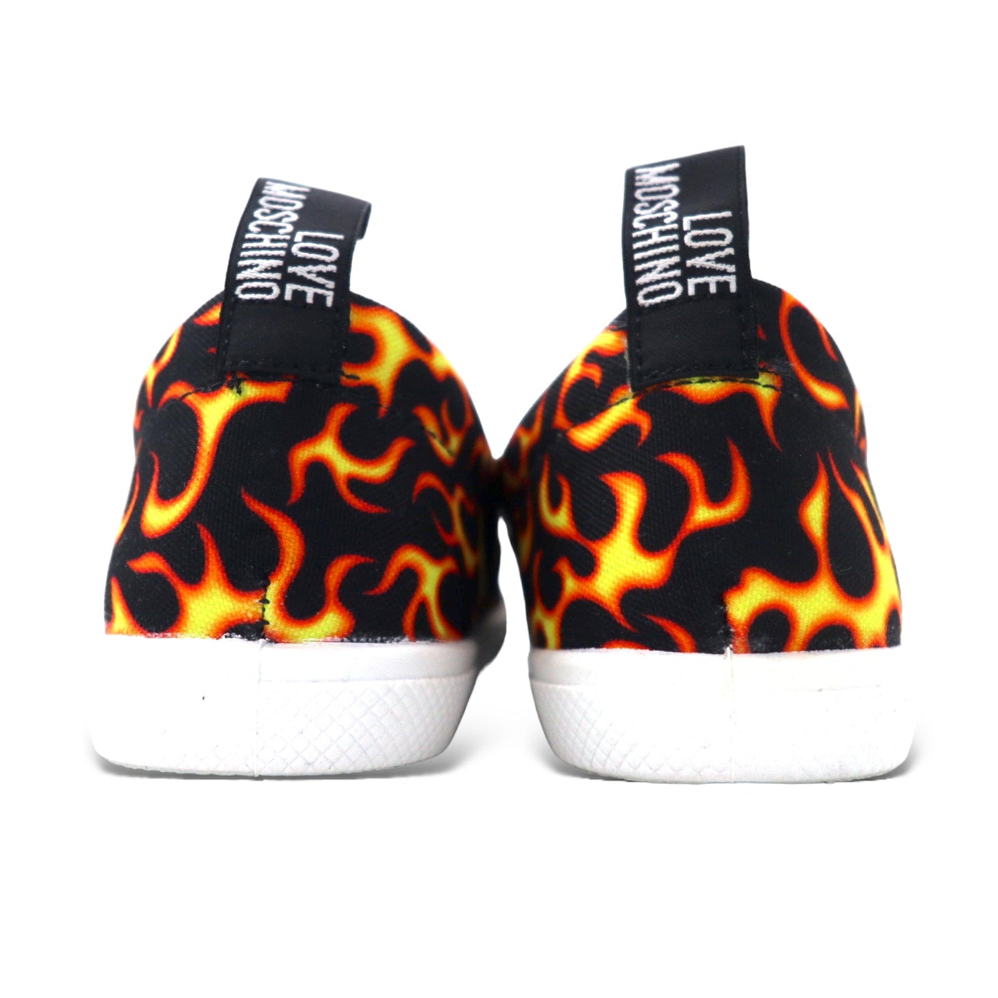 LOVE MOSCHINO イタリア製 ファイヤーパターン スリッポン スニーカー 23.5cm ブラック キャンバス 未使用品