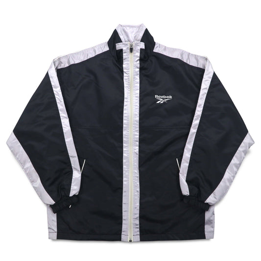 Reebok 90年代 ナイロンジャケット トラックジャケット ジャージ L ブラック グレー ロゴ刺繍