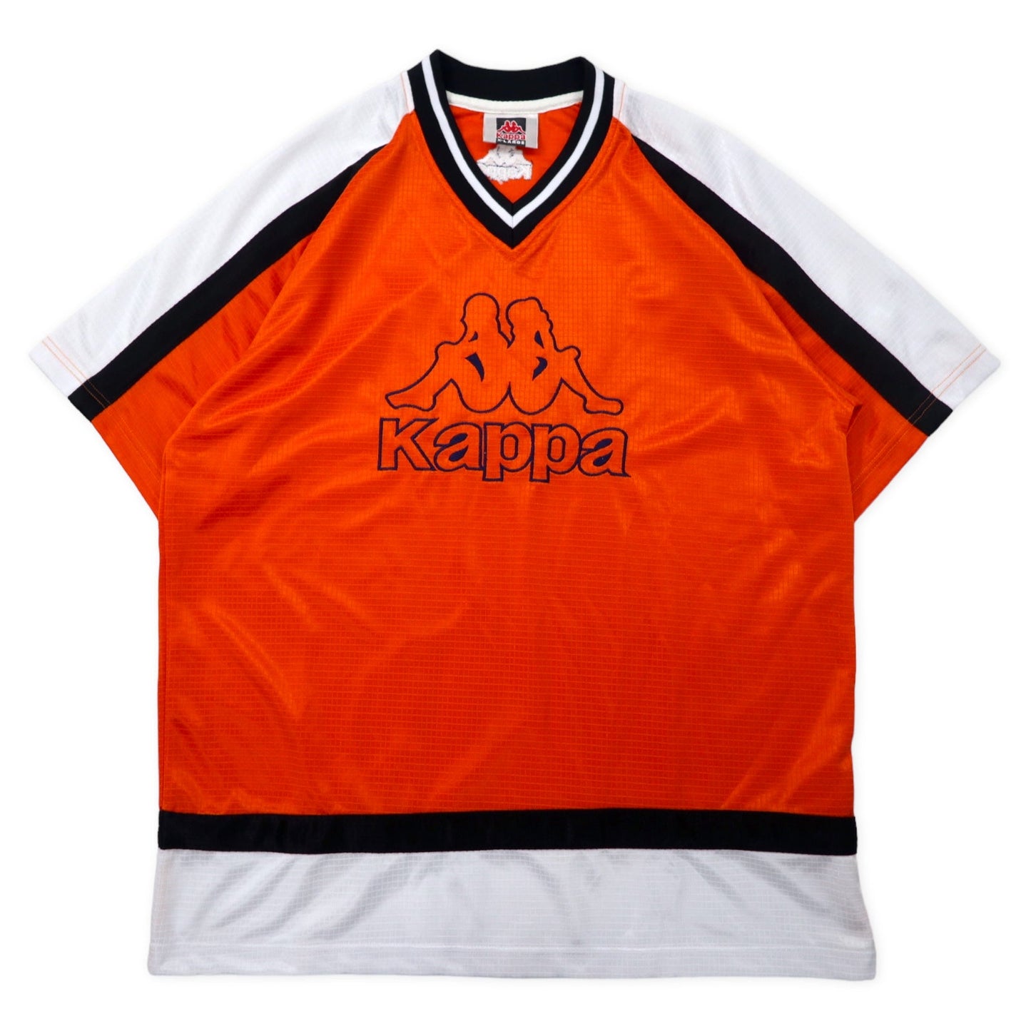 Kappa 90年代 半袖 ゲームシャツ セットアップ XL オレンジ ポリエステル ビッグロゴ刺繍