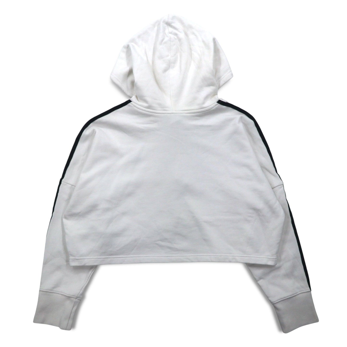 adidas originals クロップド ショート丈 パーカー XL ホワイト トレフォイルロゴ 3ストライプ ED7555