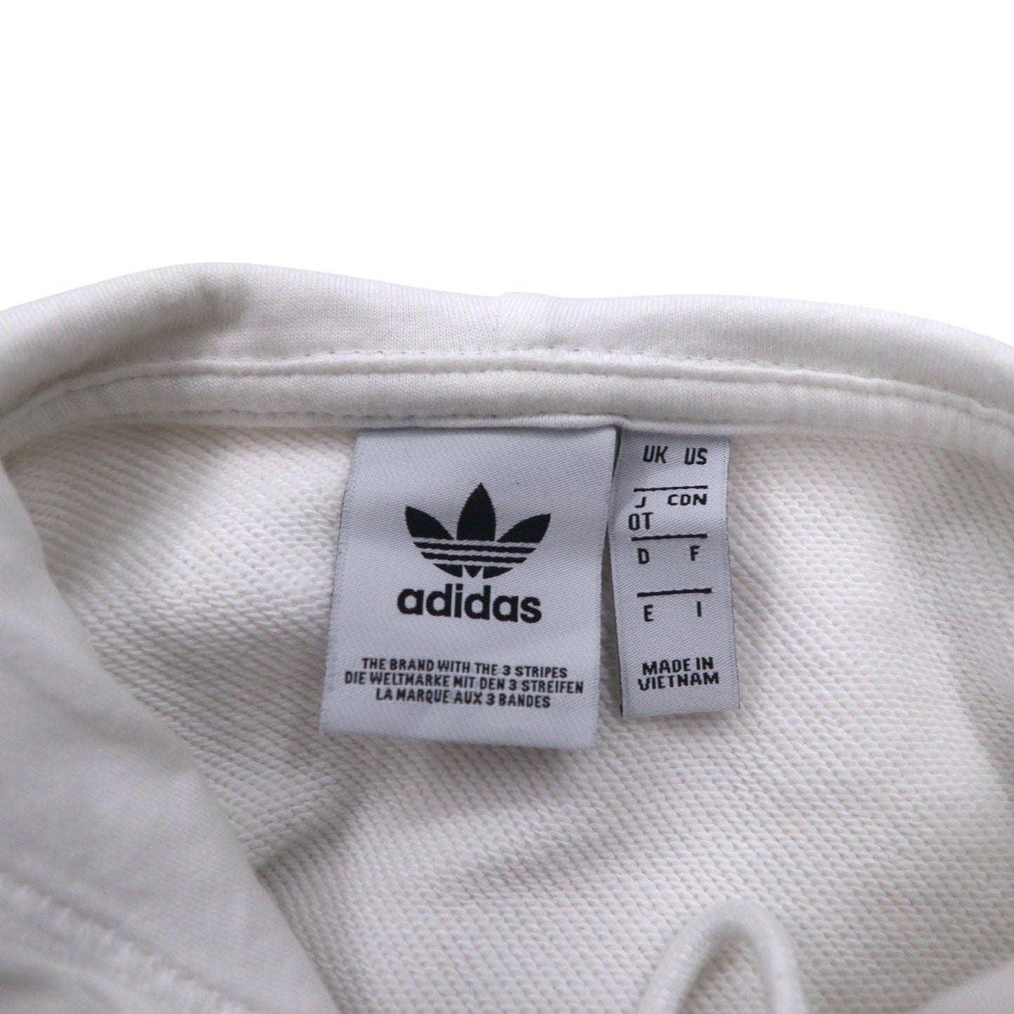 adidas originals クロップド ショート丈 パーカー XL ホワイト トレフォイルロゴ 3ストライプ ED7555