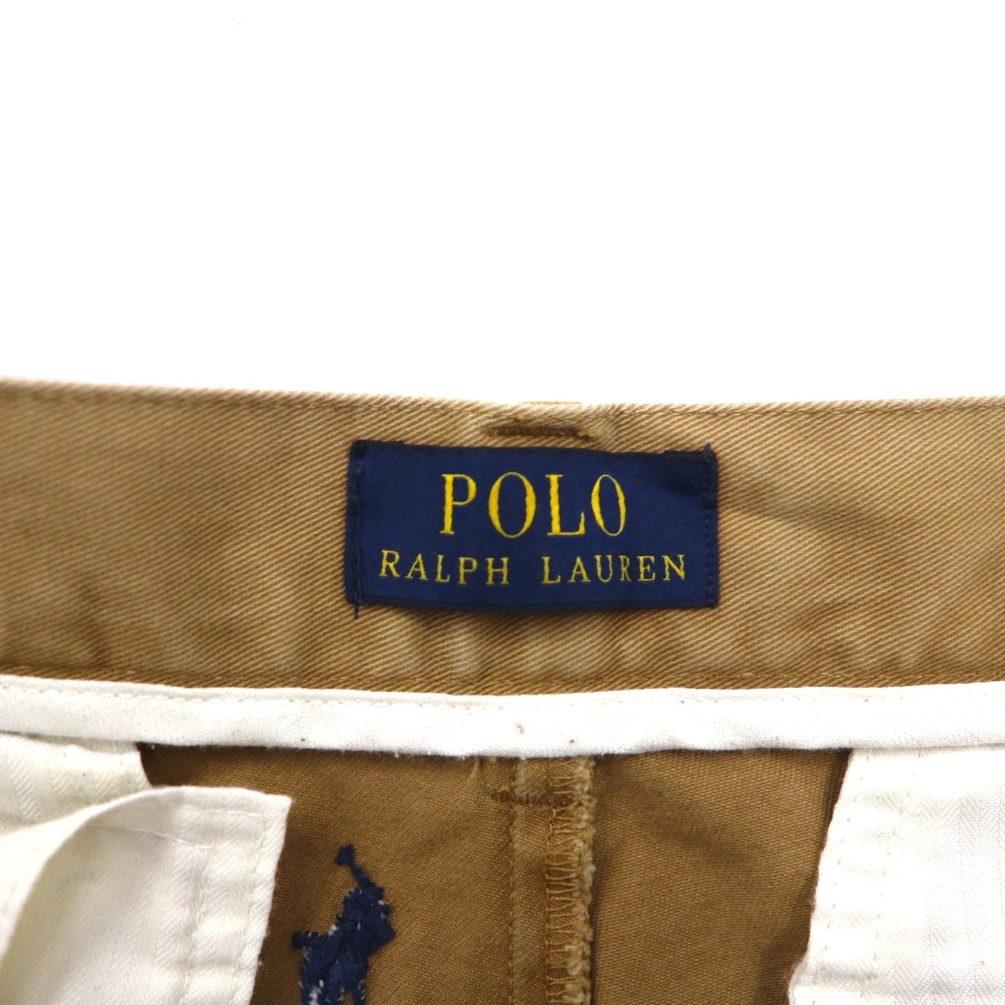 POLO RALPH LAUREN オールオーバーポニー刺繍 ショート チノパンツ S ベージュ コットン