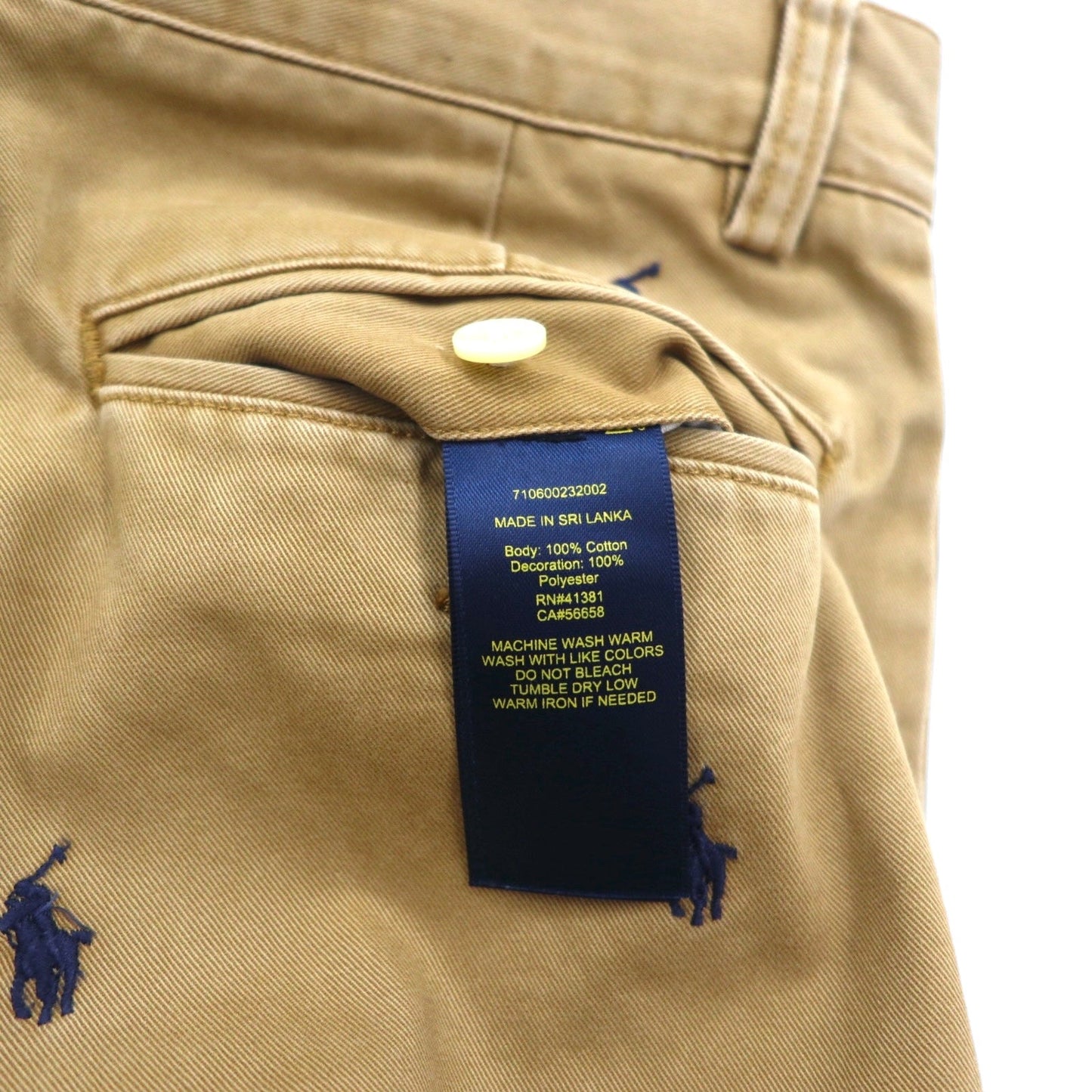 POLO RALPH LAUREN オールオーバーポニー刺繍 ショート チノパンツ S ベージュ コットン