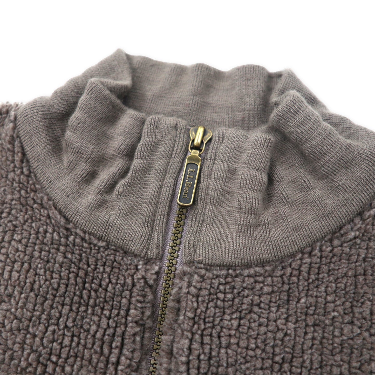 L.L.Bean USA製 80年代 ハーフジップ ボアフリースジャケット L グレー アクリル 三角タグ X808 ビッグサイズ