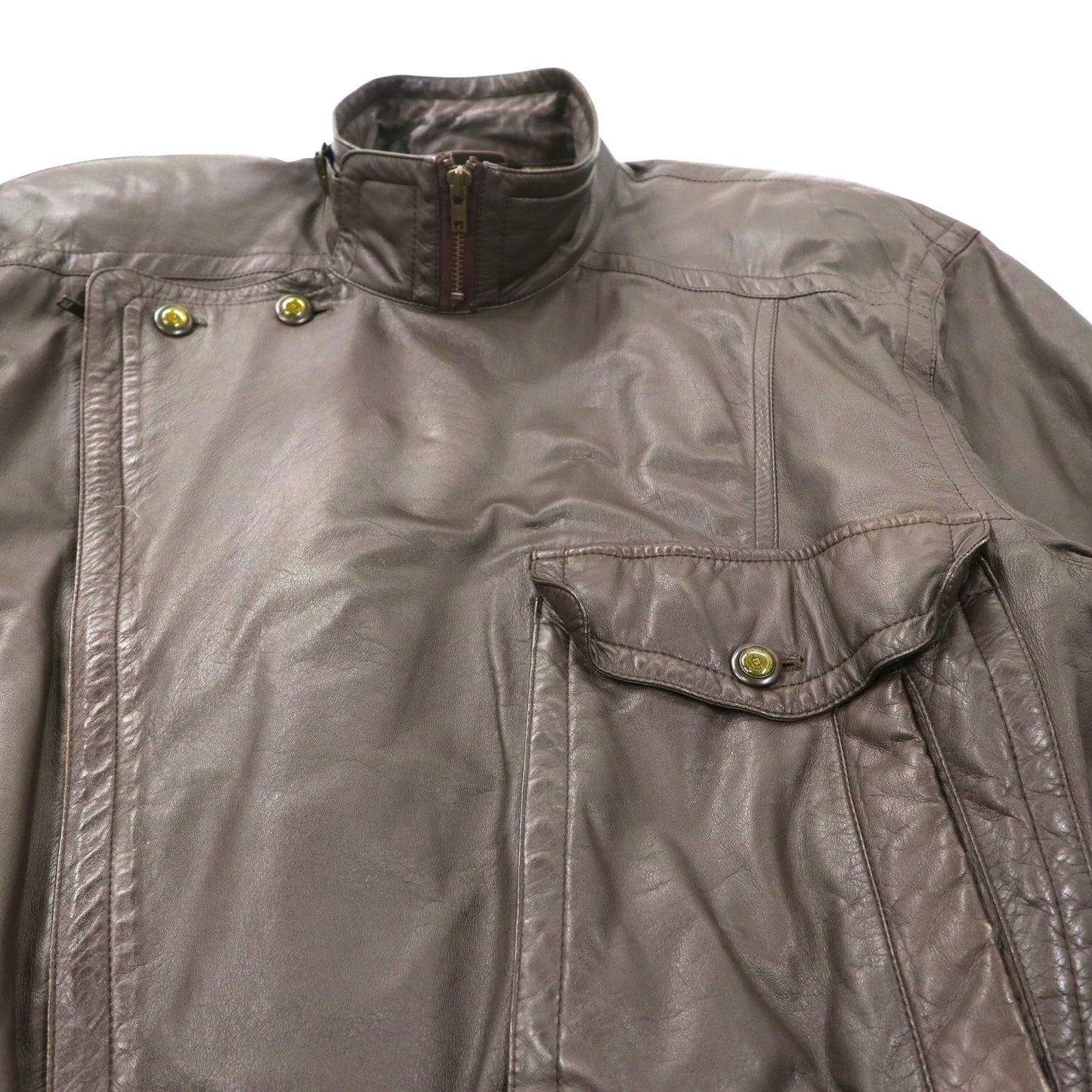 PIA SPORTS レザーボンバージャケット 4 ブラウン ラムレザー 羊革 ライカ 90年代 日本製