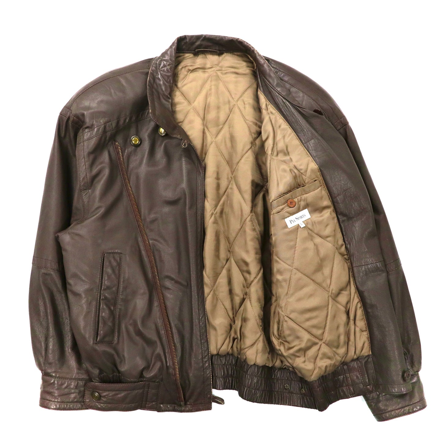 PIA SPORTS レザーボンバージャケット 4 ブラウン ラムレザー 羊革 ライカ 90年代 日本製