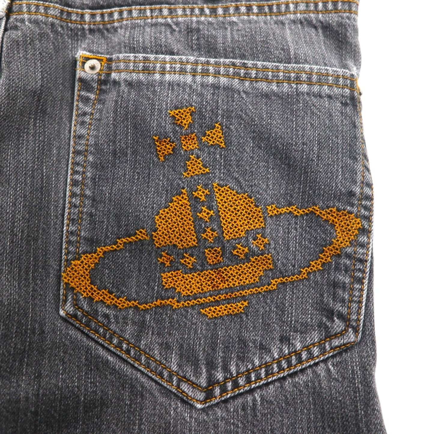 VIVIENNE WESTWOOD MAN オーブ 刺繍 デニムパンツ M グレー コットン 日本製