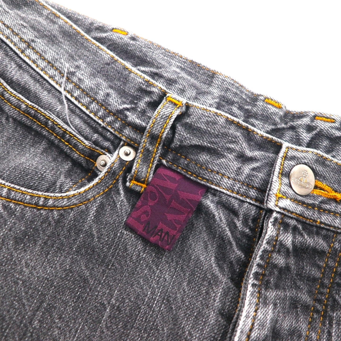 VIVIENNE WESTWOOD MAN オーブ 刺繍 デニムパンツ M グレー コットン 日本製