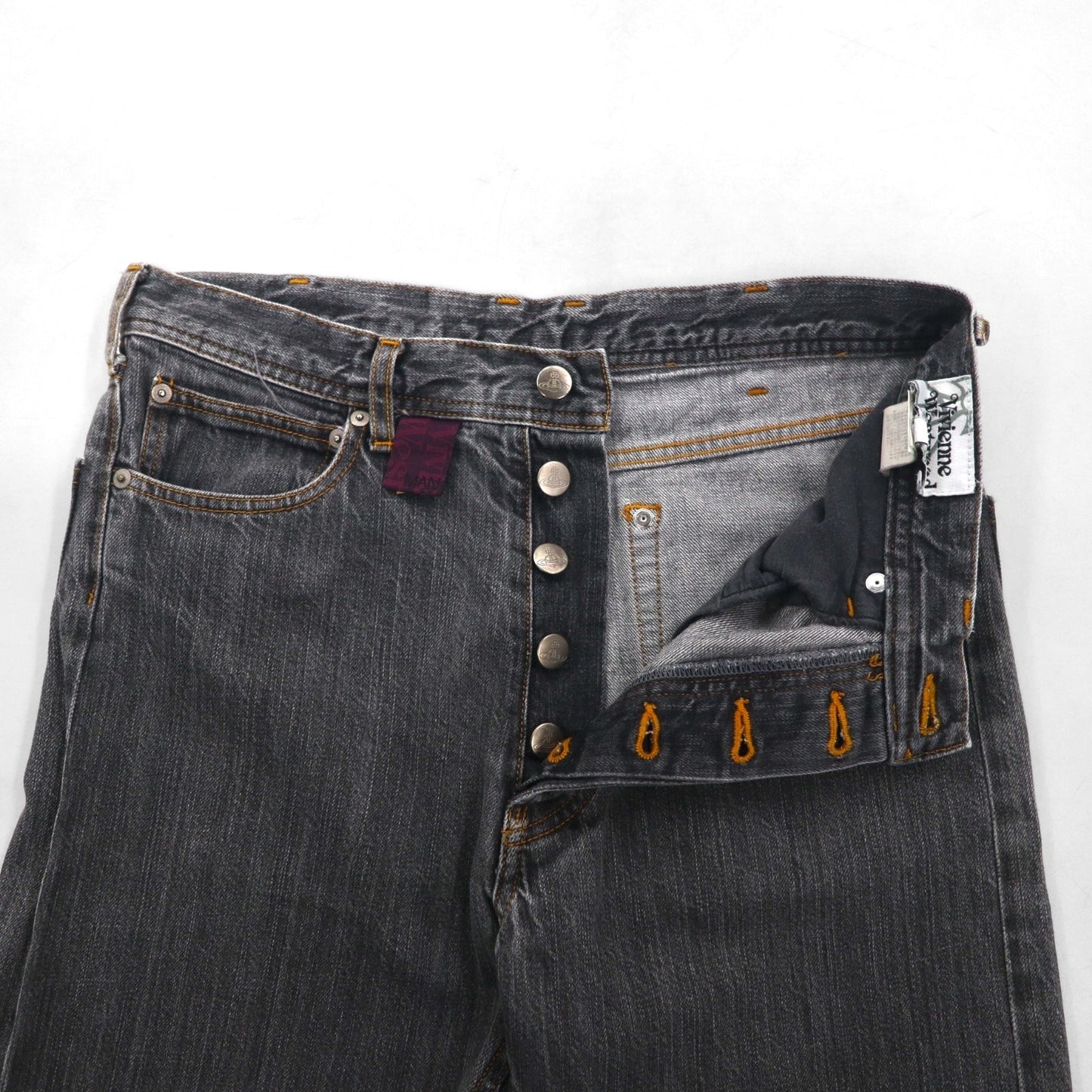 VIVIENNE WESTWOOD MAN オーブ 刺繍 デニムパンツ M グレー コットン 日本製