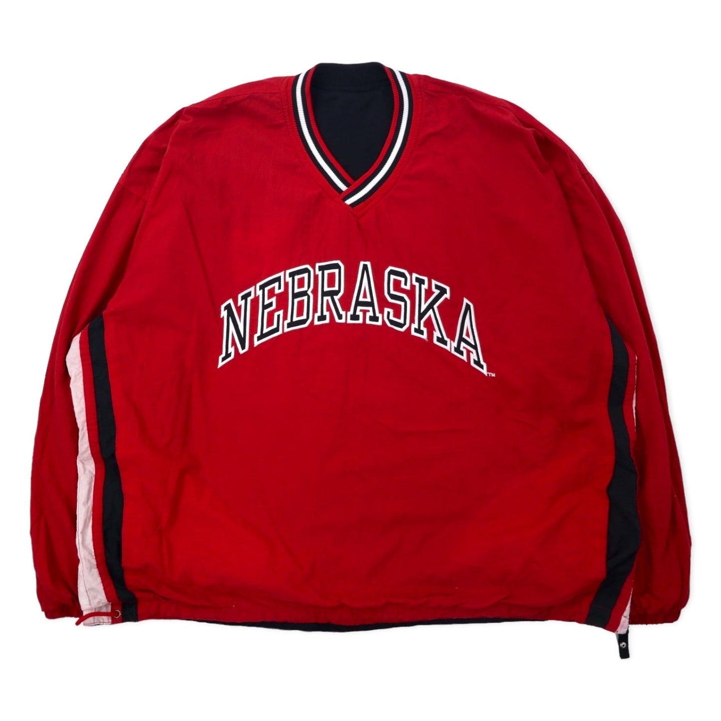 STARTER 90年代 リバーシブル ピステ プルオーバー ナイロンジャケット XL ブラック レッド カレッジ NEBRASKA HUSKERS